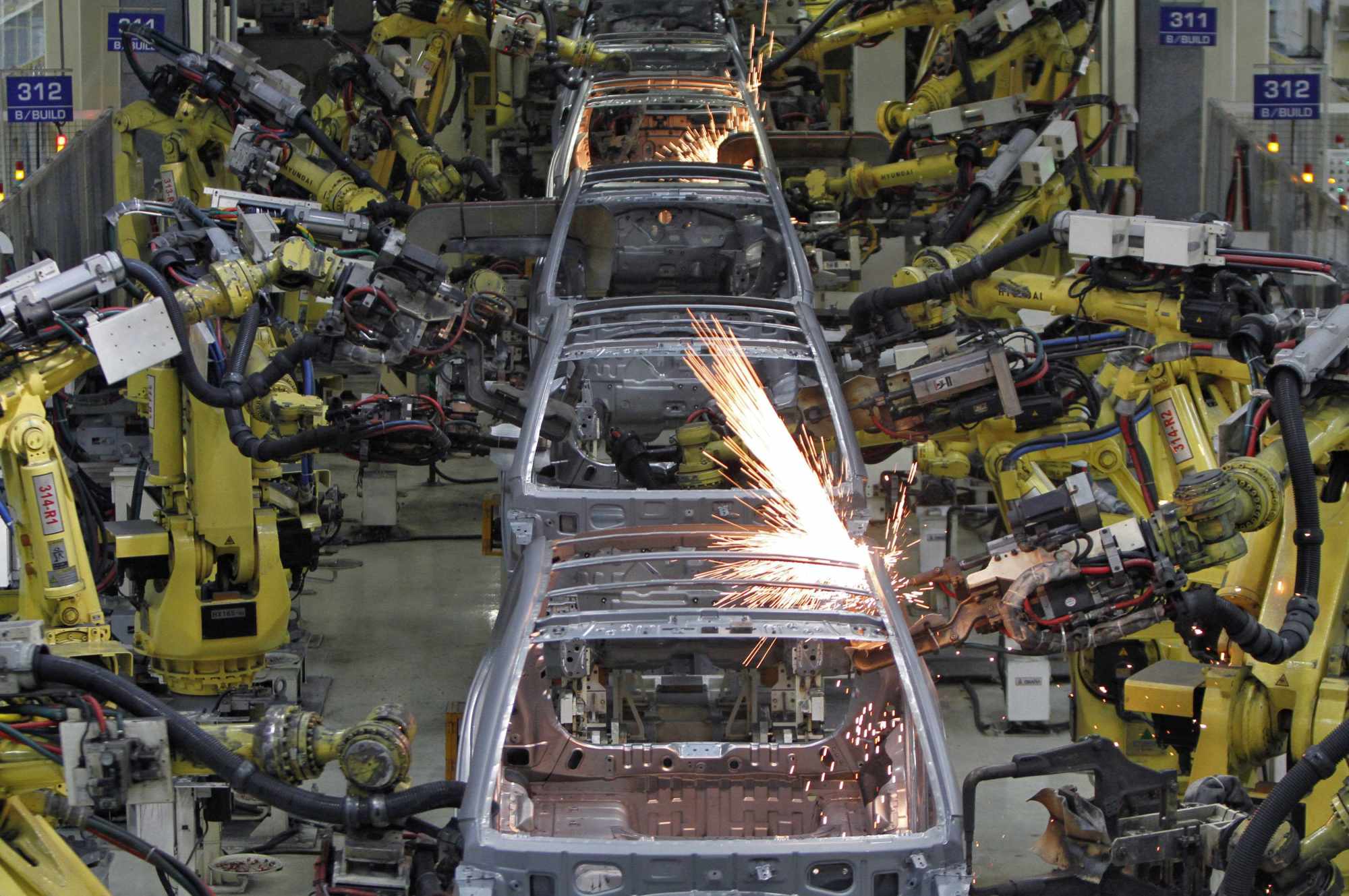 Robot arms assemble cars at a Hyundai Motor India Ltd. plant in Tamil Nadu. The southern Indian state has quickly expanded its global footprint by playing host to international businesses. Photo: Reuters