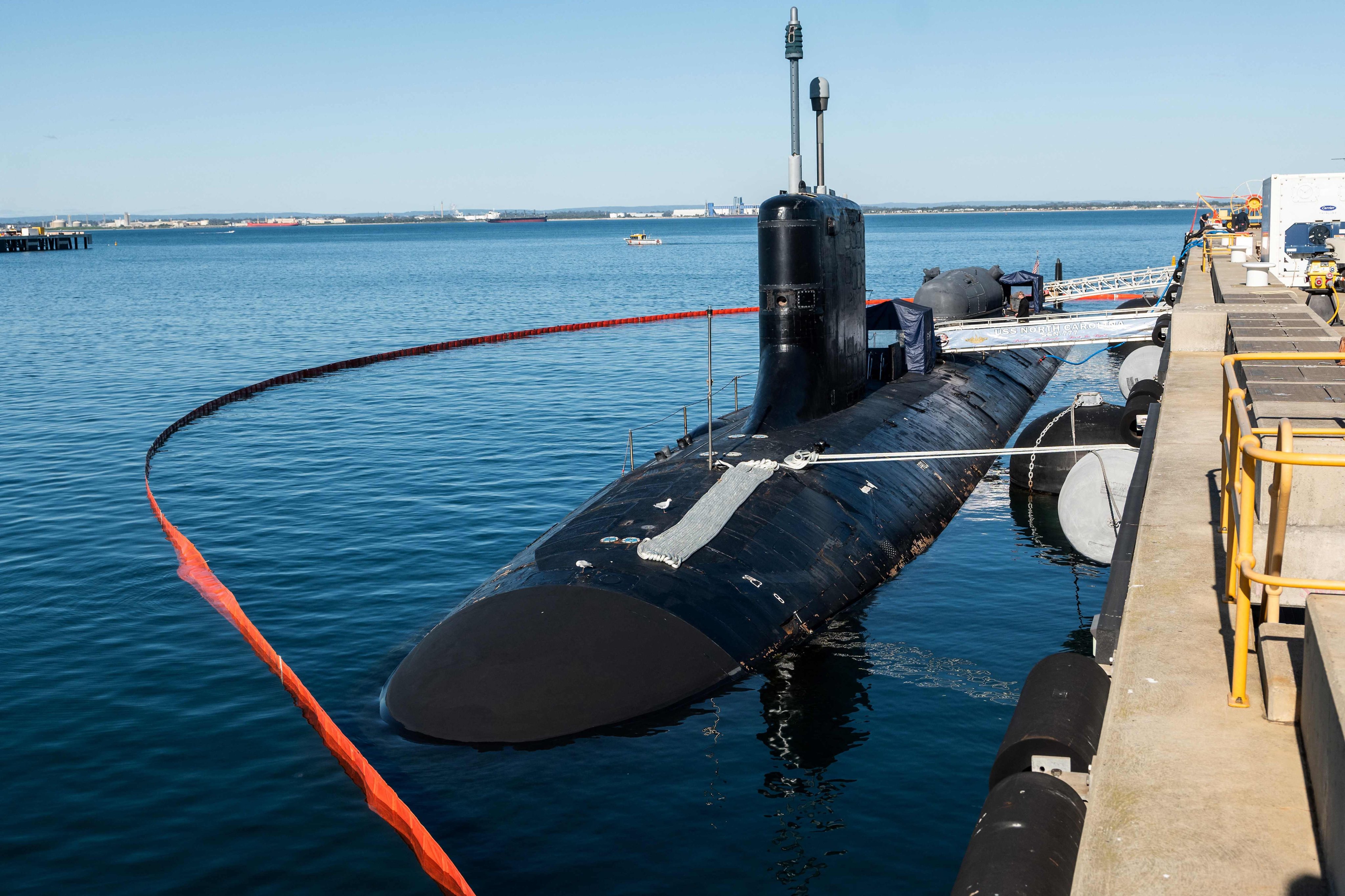 A US navy Virginia-class submarine docked at the HMAS Stirling port in Rockingham, Australia. Photo: AFP