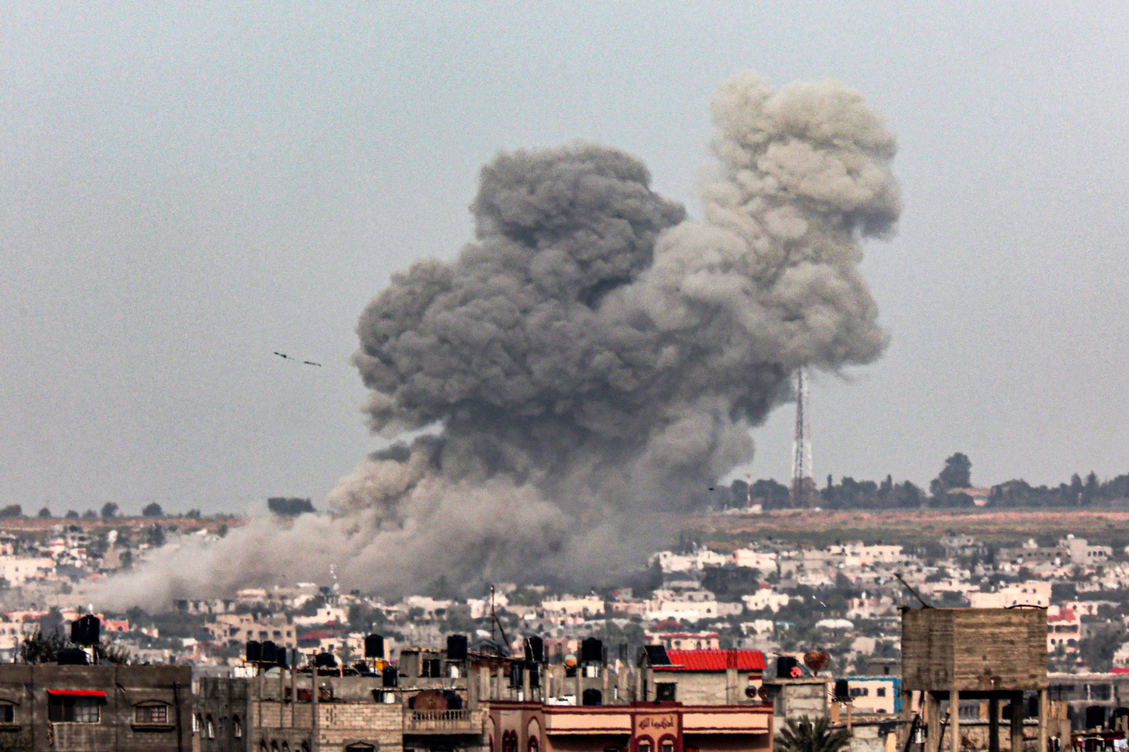 Smoke billows after Israeli bombardment of Rafah in the southern Gaza Strip on March 21. Photo: AFP
