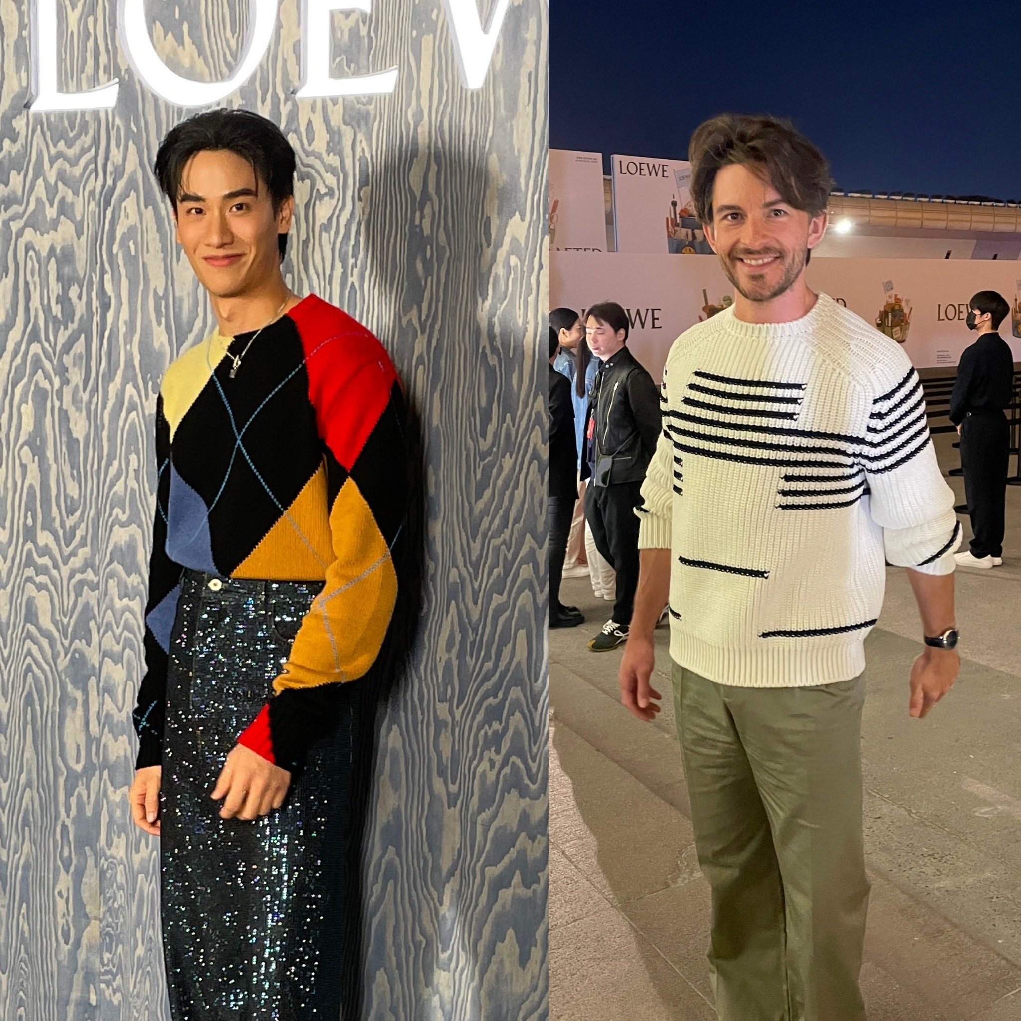 Thai actor Tay Tawan and British star Jonathan Bailey at Loewe’s “Crafted World” exhibition in Shanghai. Photos: Vincenzo La Torre