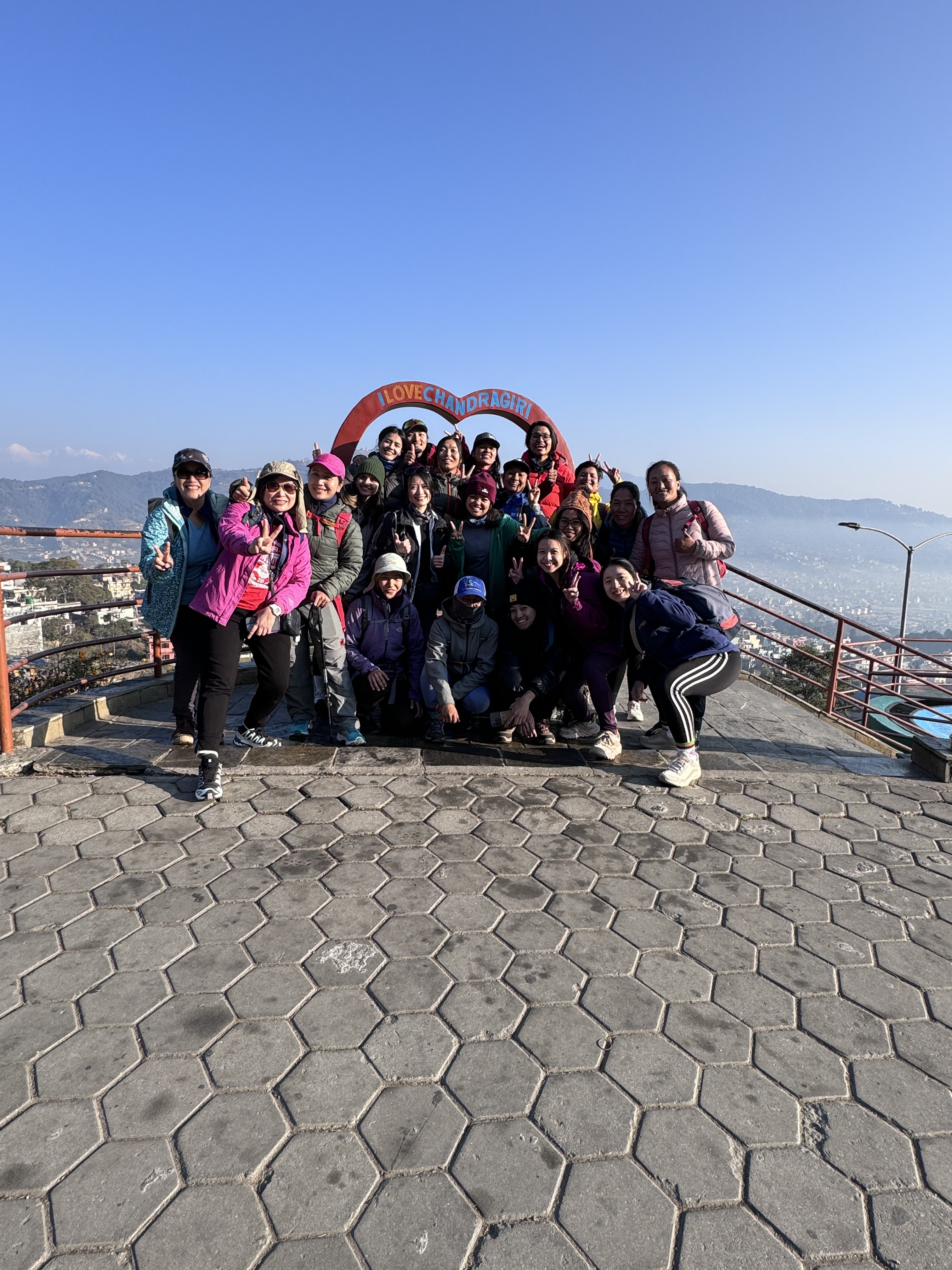 The Travel Kind volunteers hiked in Nepal from Chandragiri Hill to Hattiban with the young women they trained. Photo: Handout