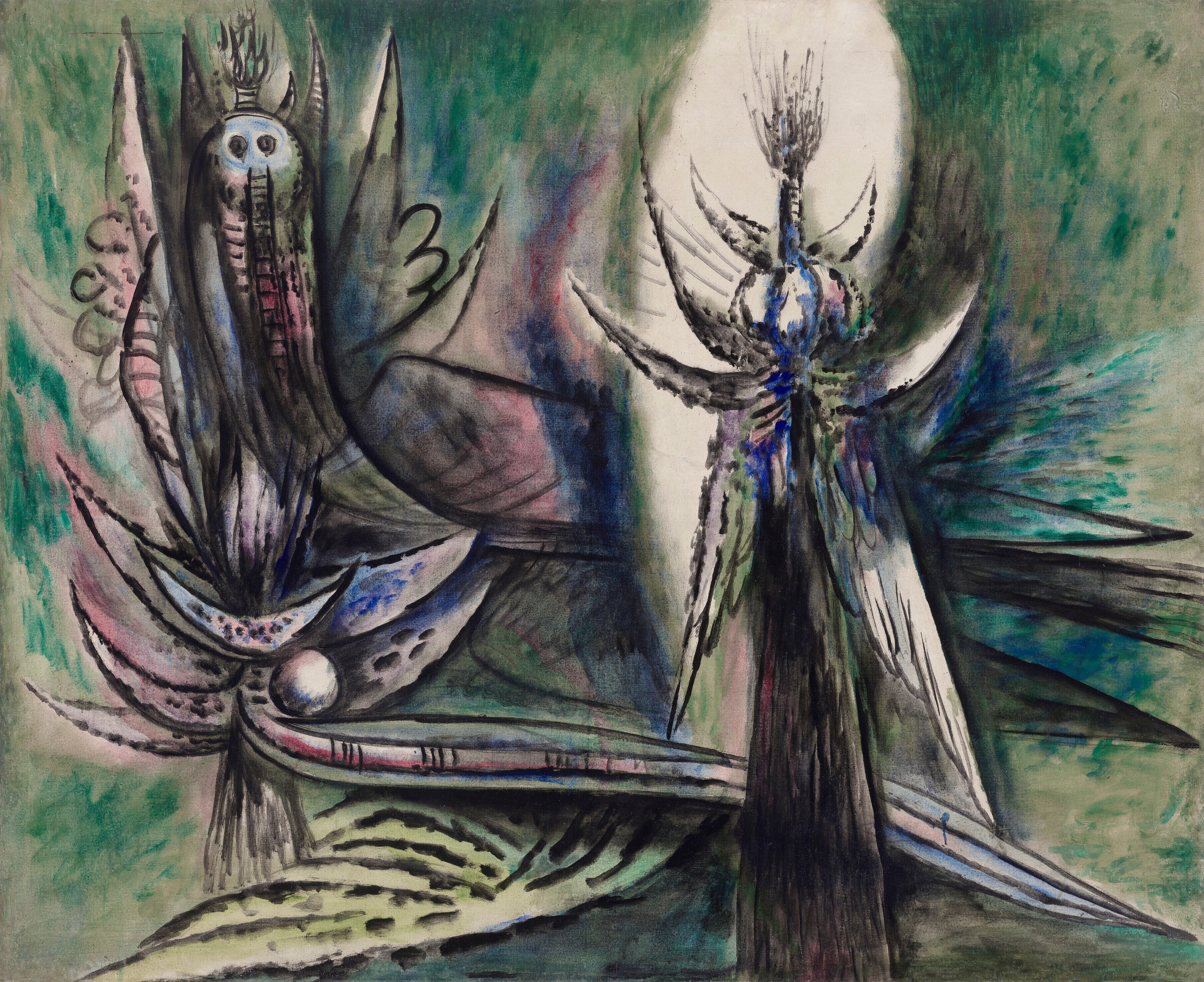 Detail from Damballah, 1947, oil on canvas, by Wifredo Lam, from the collection of Daniel Boulakia. Cuban-born Lam’s works are well known outside Asia, but a newly opened solo exhibition in Hong Kong is the first in the city. Photo: Asia Society, Hong Kong