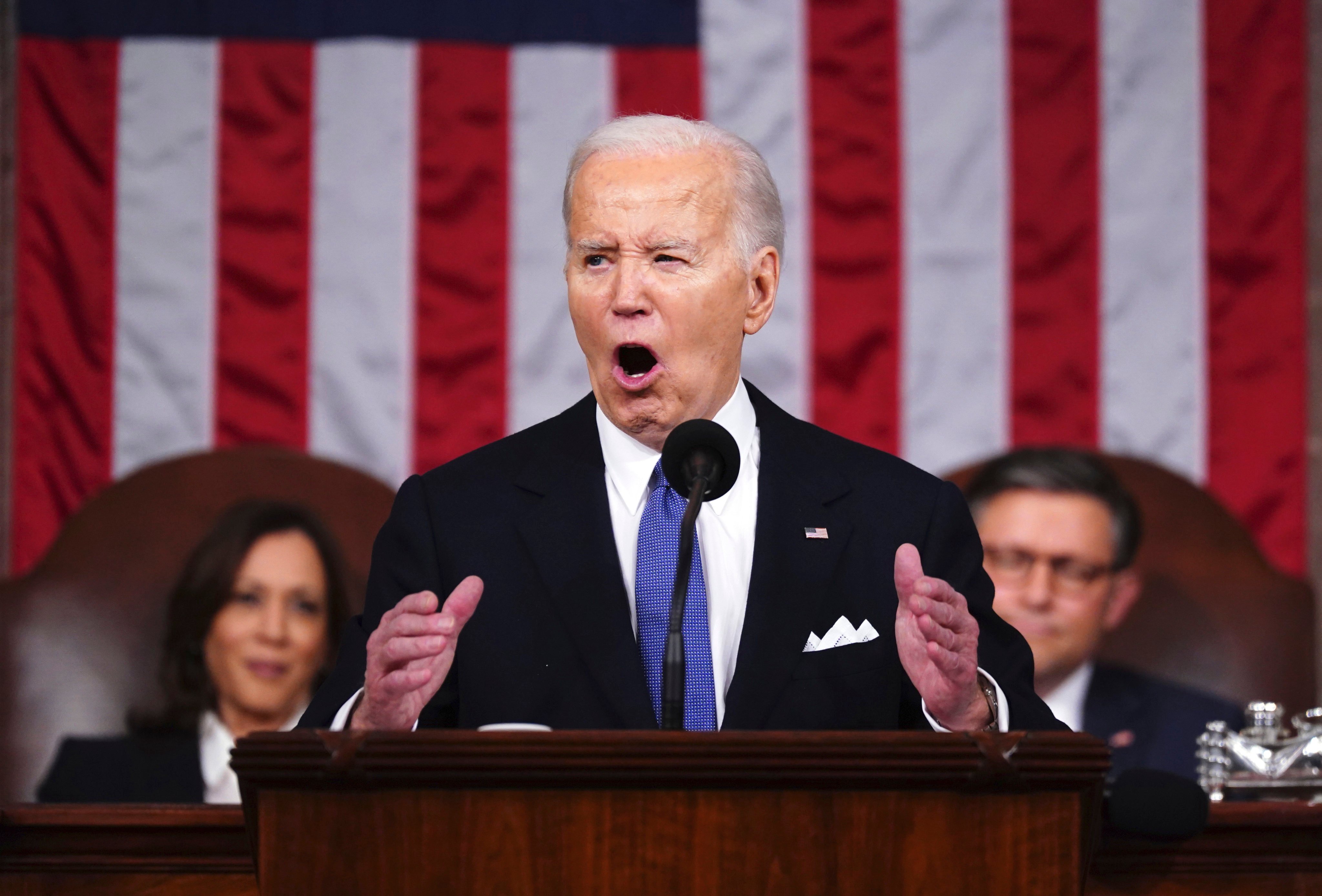 President Joe Biden delivers the State of the Union address to a joint session of Congress at the Capitol on March 7. Photo: AP