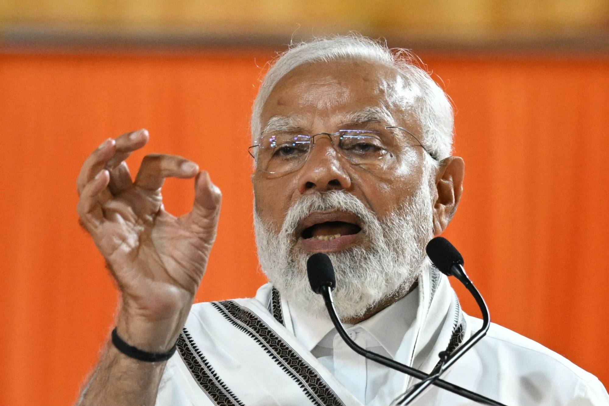 Indian Prime Minister Narendra Modi addresses a public meeting in Chennai earlier this month. He is set to make labour reforms a priority if re-elected this year, his party says. Photo: AFP