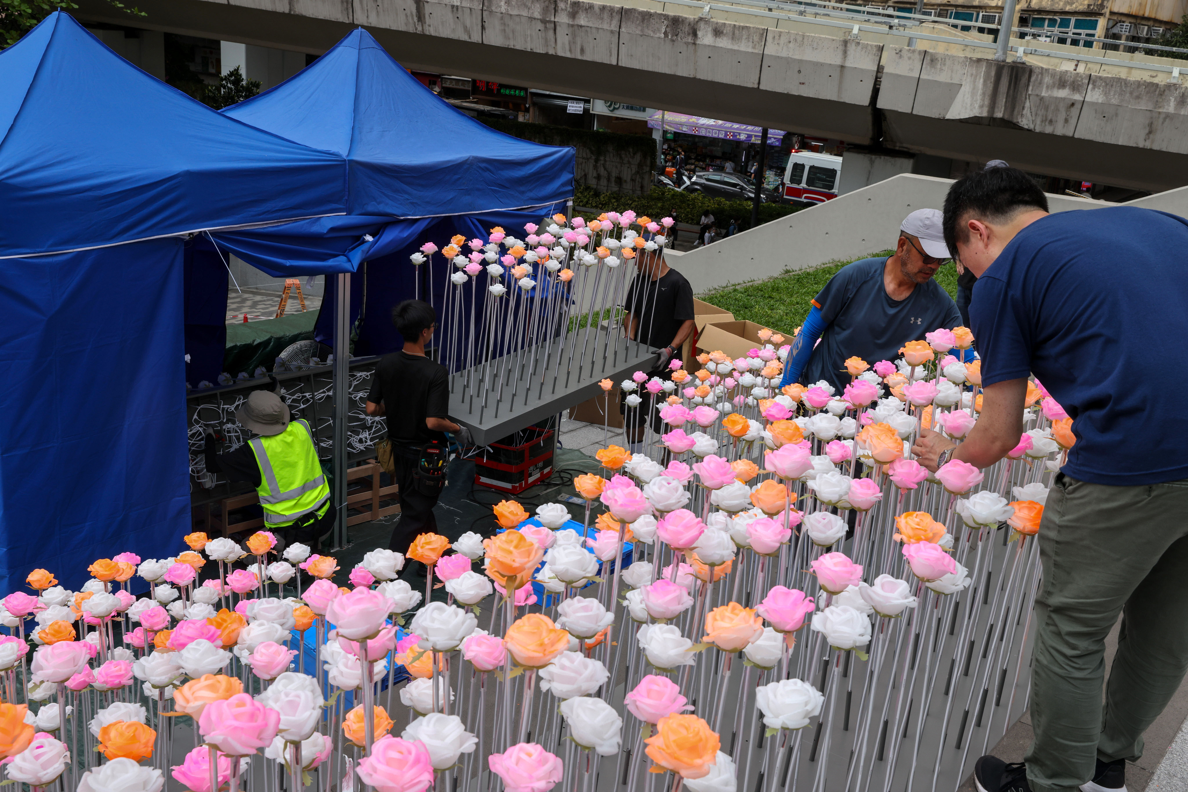 Authorities have added new colours to an LED flower art installation in Hong Kong’s East Kowloon, after it received criticism online. Photo: Yik Yeung-man