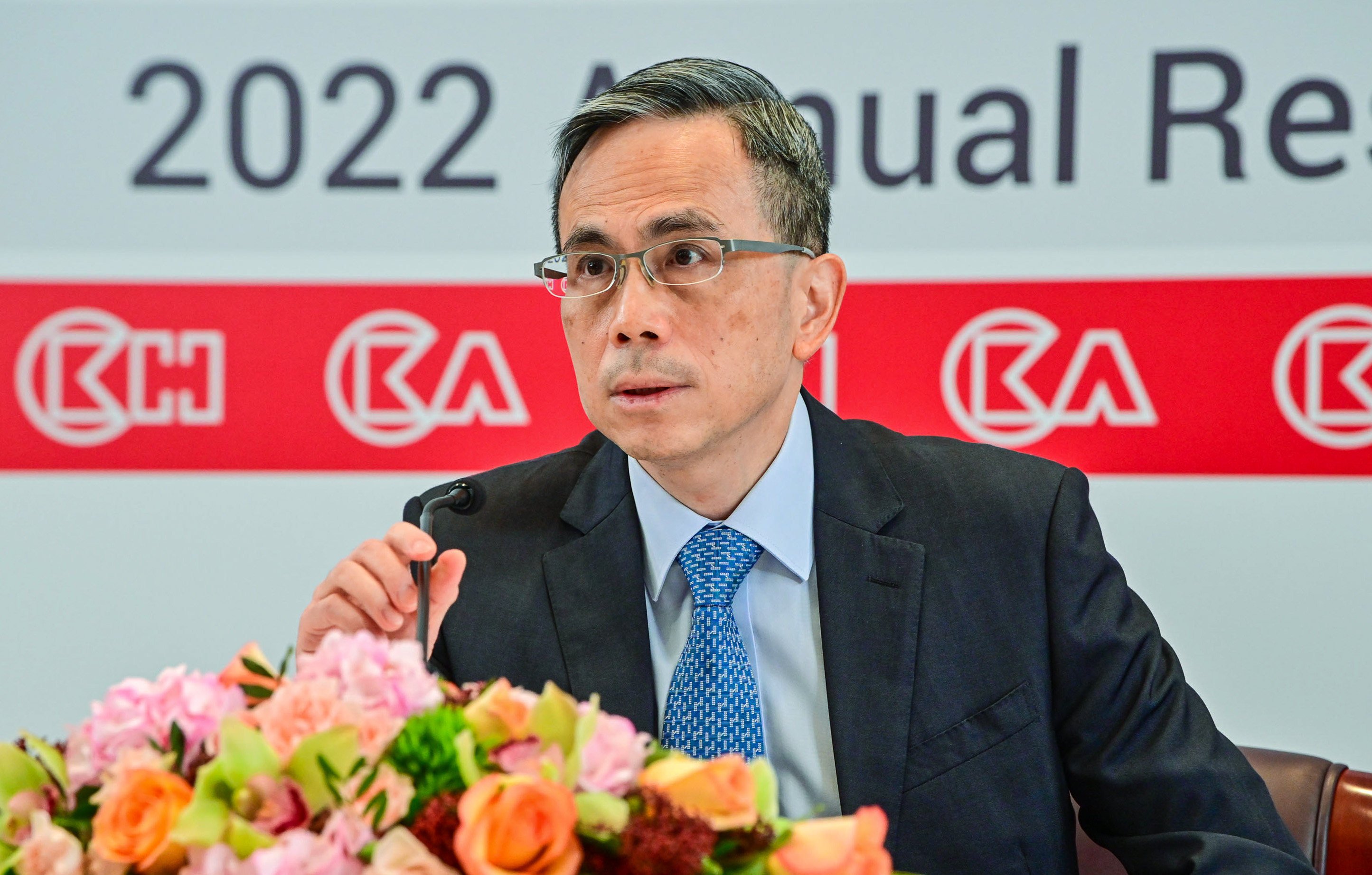 Victor Li Tzar-kuoi, chairman of CK Asset and CK Hutchison, at the announcement of CK Asset’s 2022 results. Photo: Handout