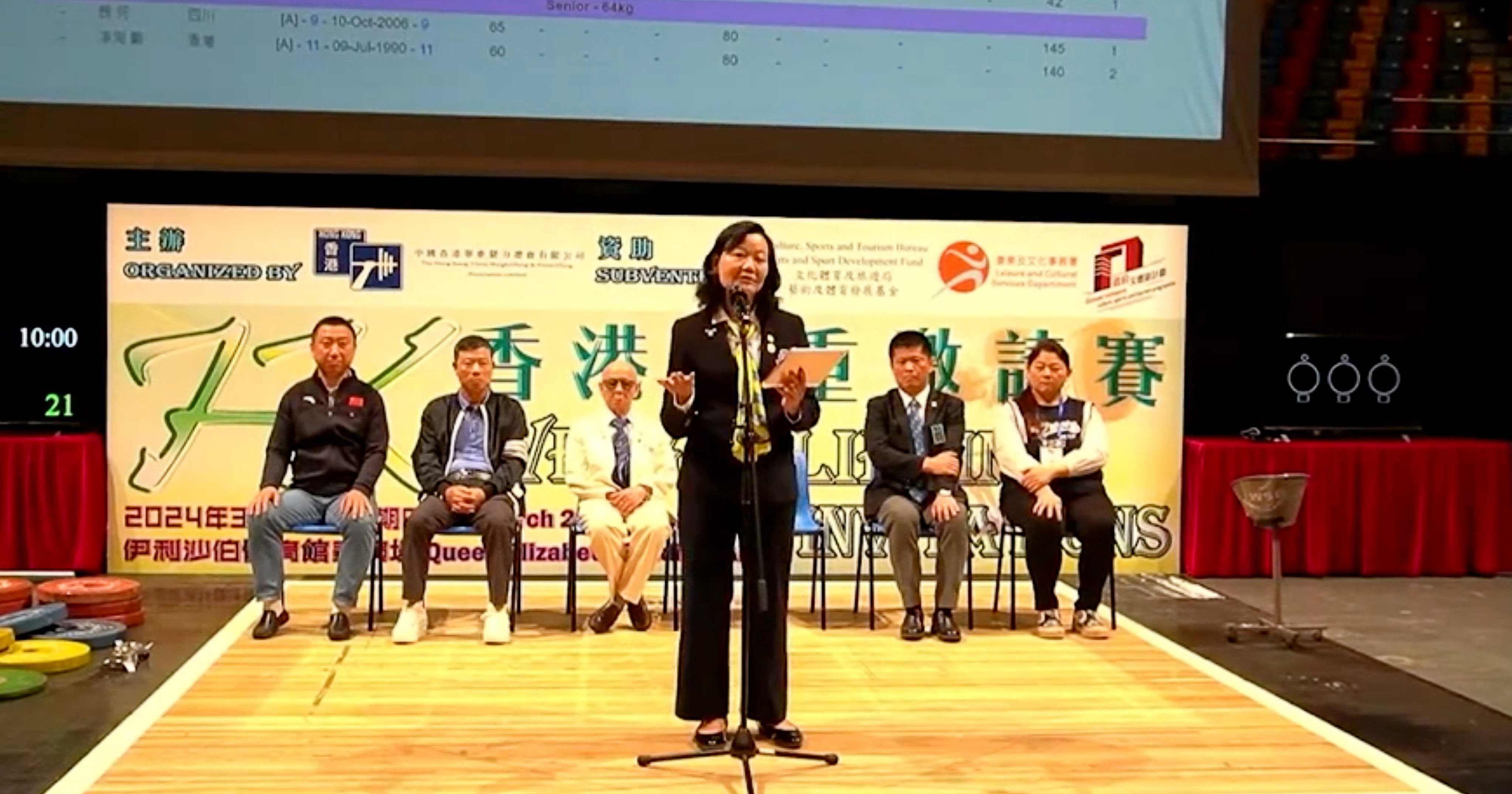 Chairwoman of Hong Kong’s weightlifting and powerlifting association Josephine Ip has apologised for calling Hong Kong “a small country”. Photo: YouTube/The Hong Kong, China Weightlifting and Powerlifting Association