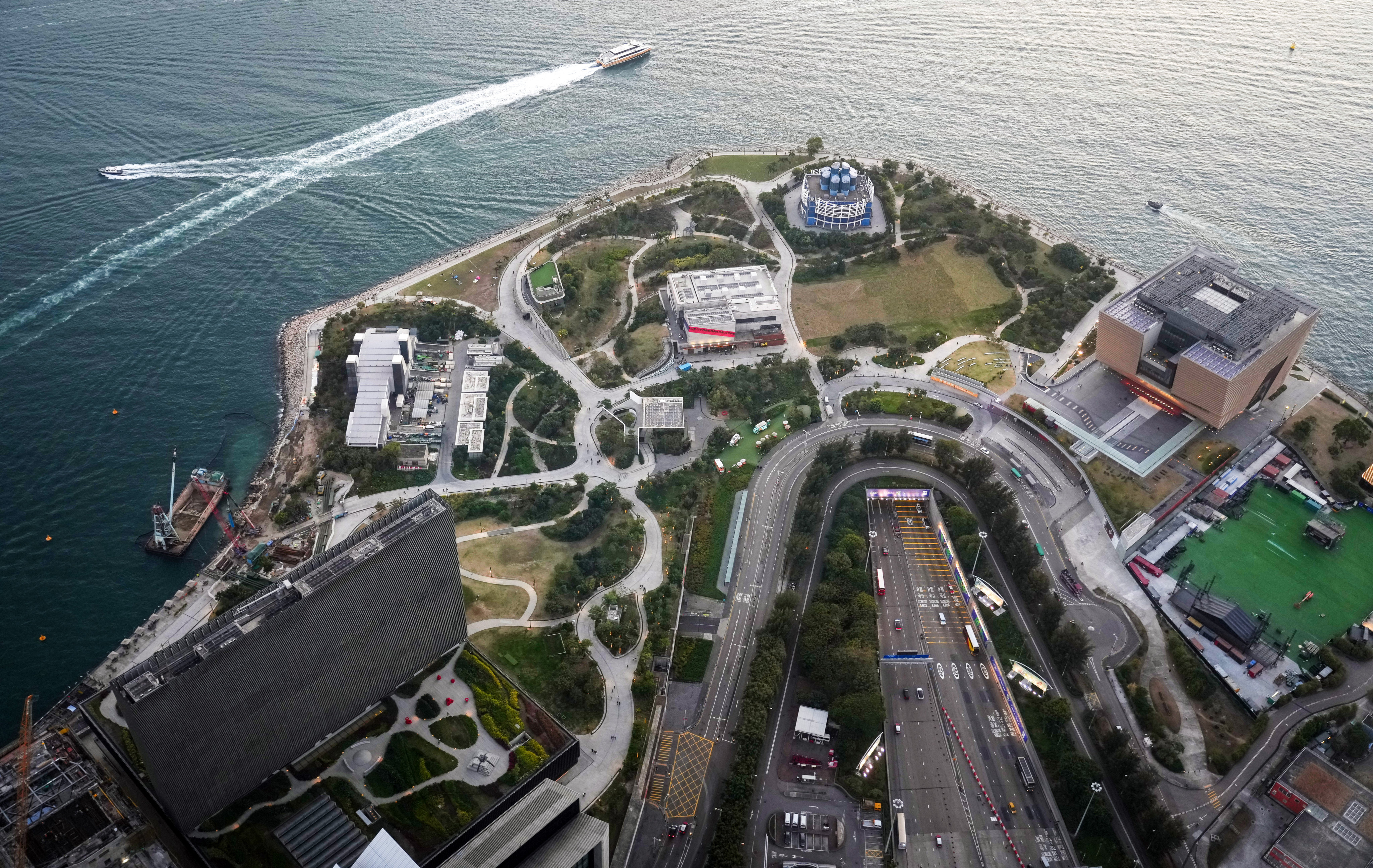 An aerial view of the West Kowloon Cultural District. The arts hub has signed 21 memorandums of understanding with various institutions at the summit. Photo: Sam Tsang