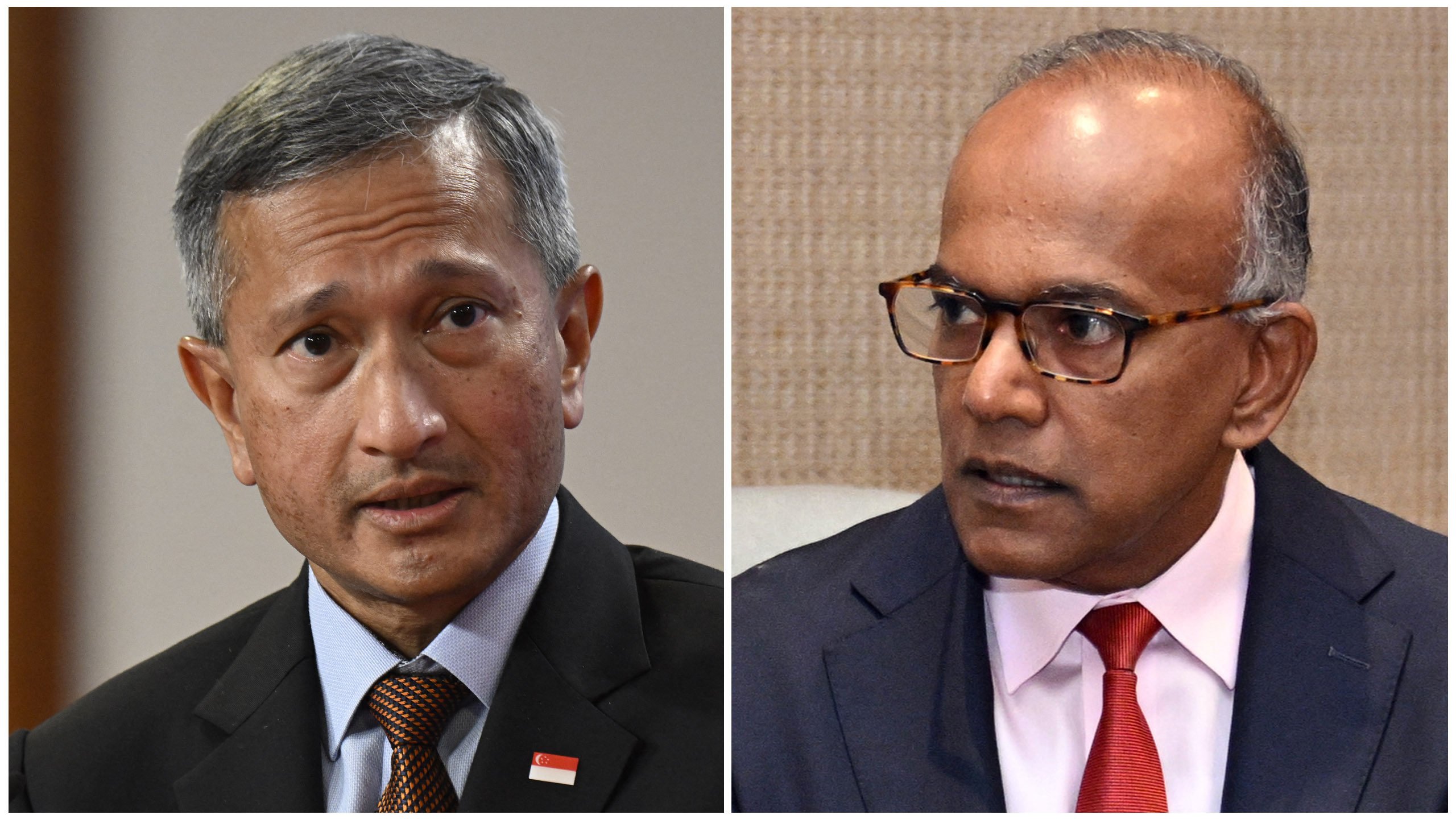Singapore’s Foreign Minister Vivian Balakrishnan (left) and Law Minister K. Shanmugam are seen in this composite picture. Photo: SCMP Pictures