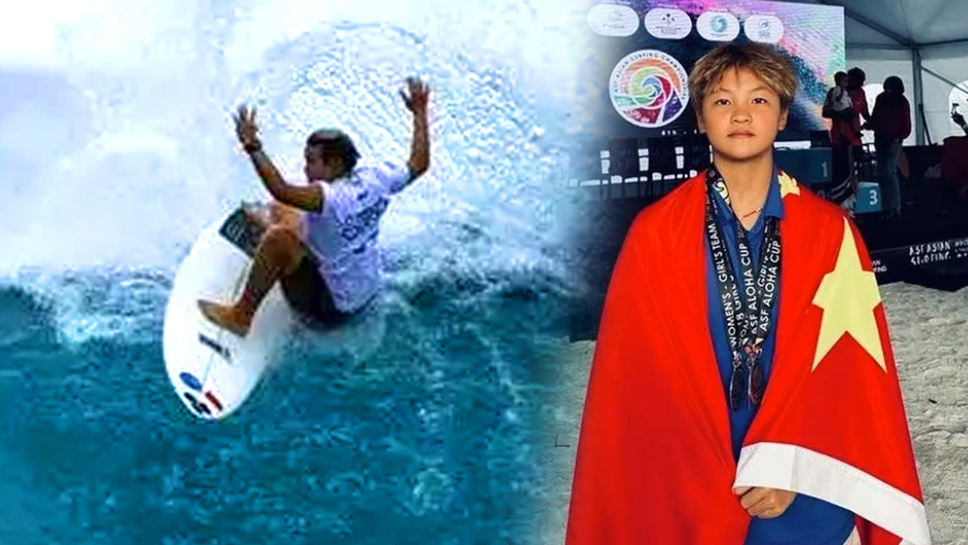 From landlocked China farm girl to surfing at the 2024 Paris Olympic Games,  who is the phenomenon that is Yang Siqi? Photo: SCMP composite/Baidu/Weibo