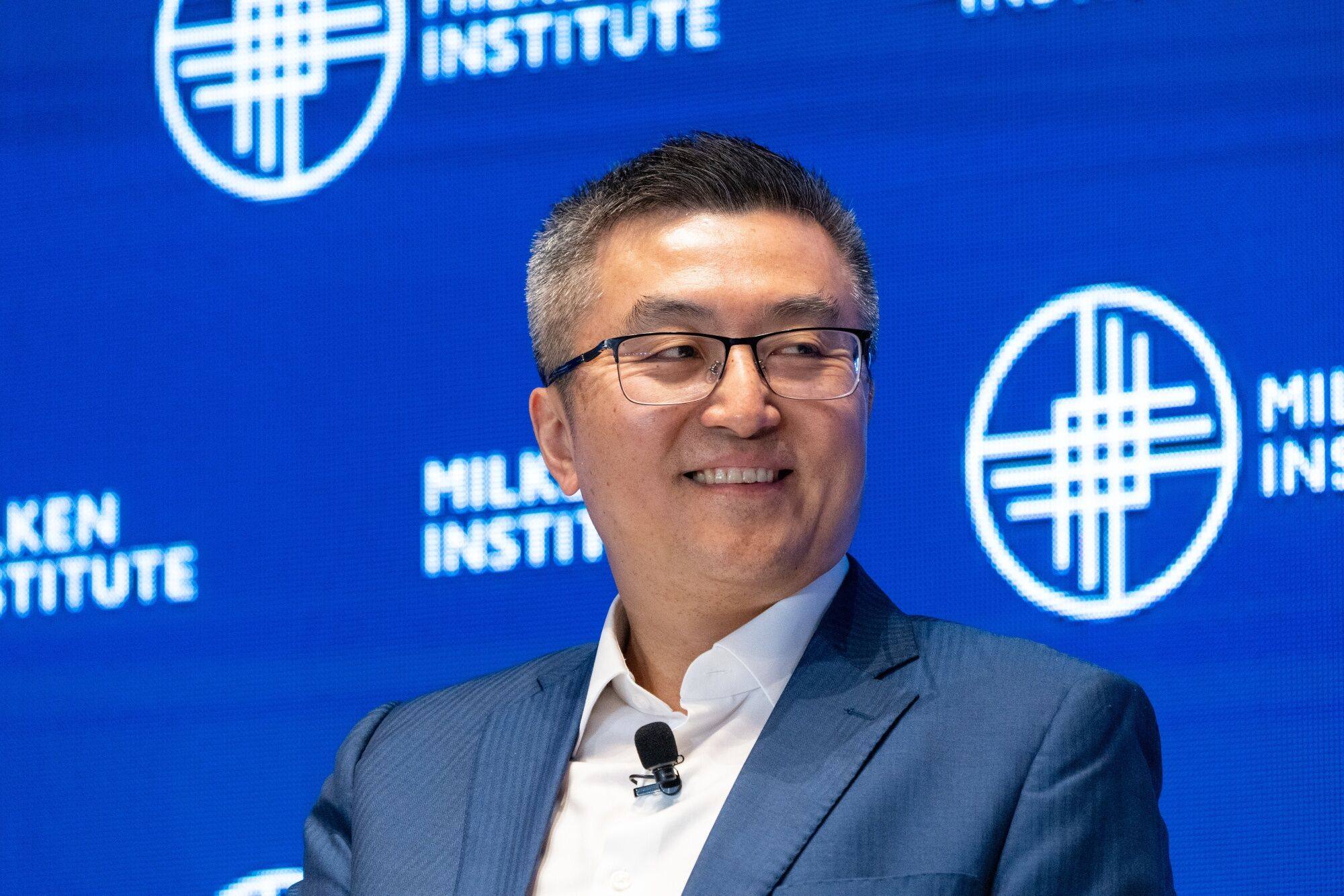 Xpeng’s Brian Gu at the Milken Institute’s Global Investors’ Symposium in Hong Kong on Tuesday. Photo: Bloomberg