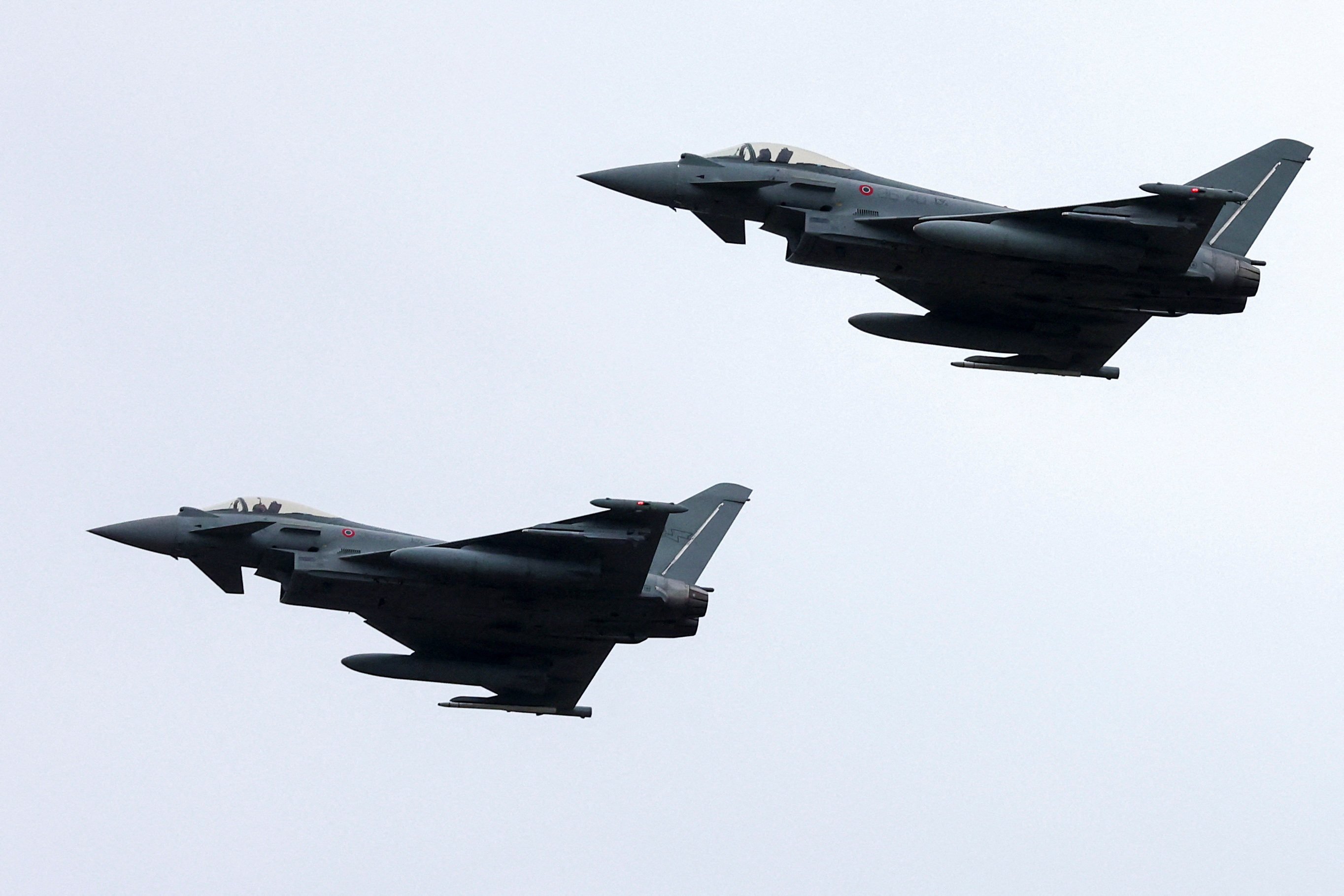 Eurofighter Typhoon jets fly over a Nato air base in Albania. Japan is working with Italy and the UK to develop an advanced jet to replace the Eurofighter Typhoons and its own ageing fleet of American-designed F-2s. Photo: Reuters