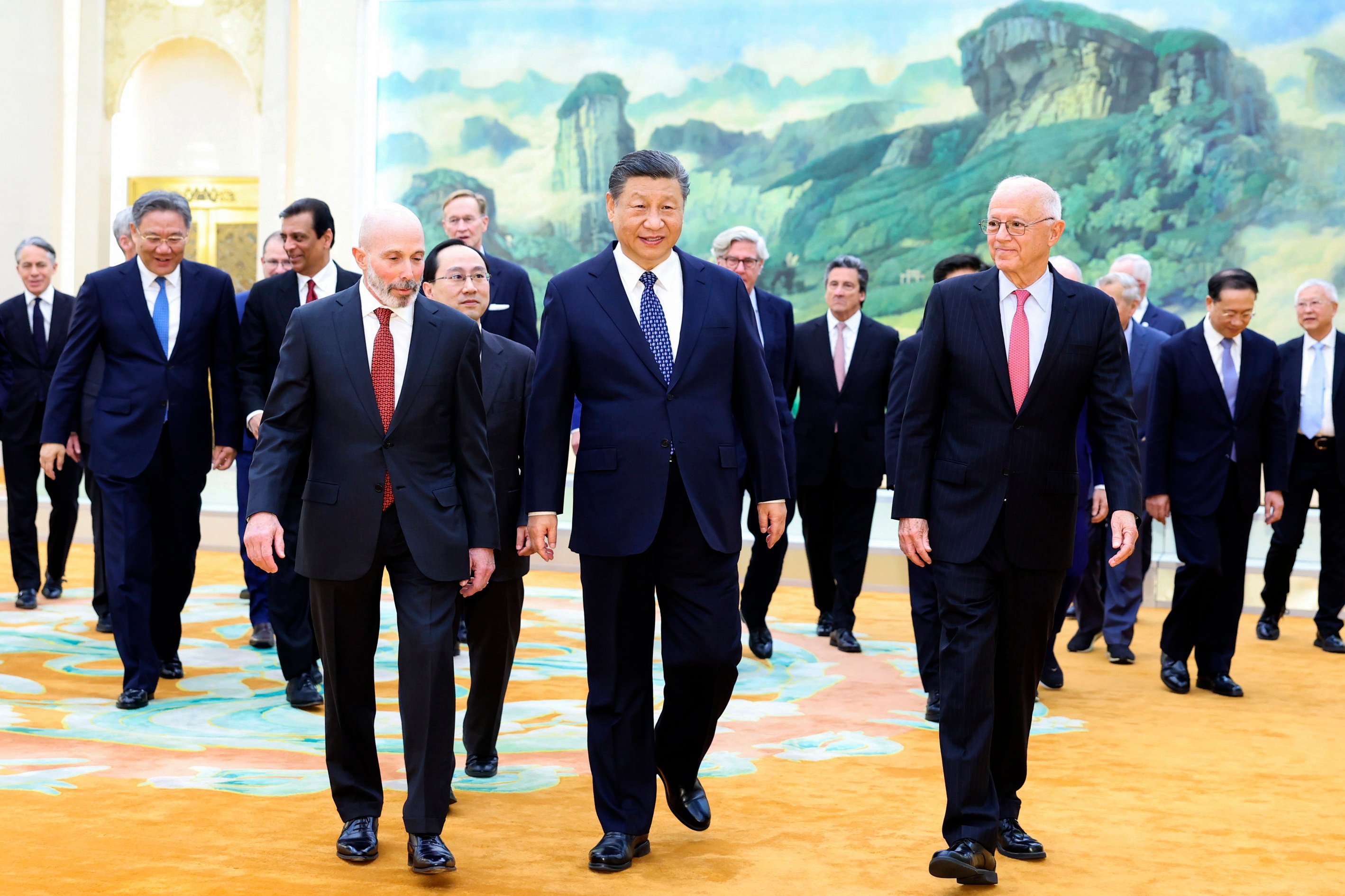 President Xi Jinping meets the US delegation at the Great Hall of the People in Beijing on Wednesday. Photo: Xinhua via AP