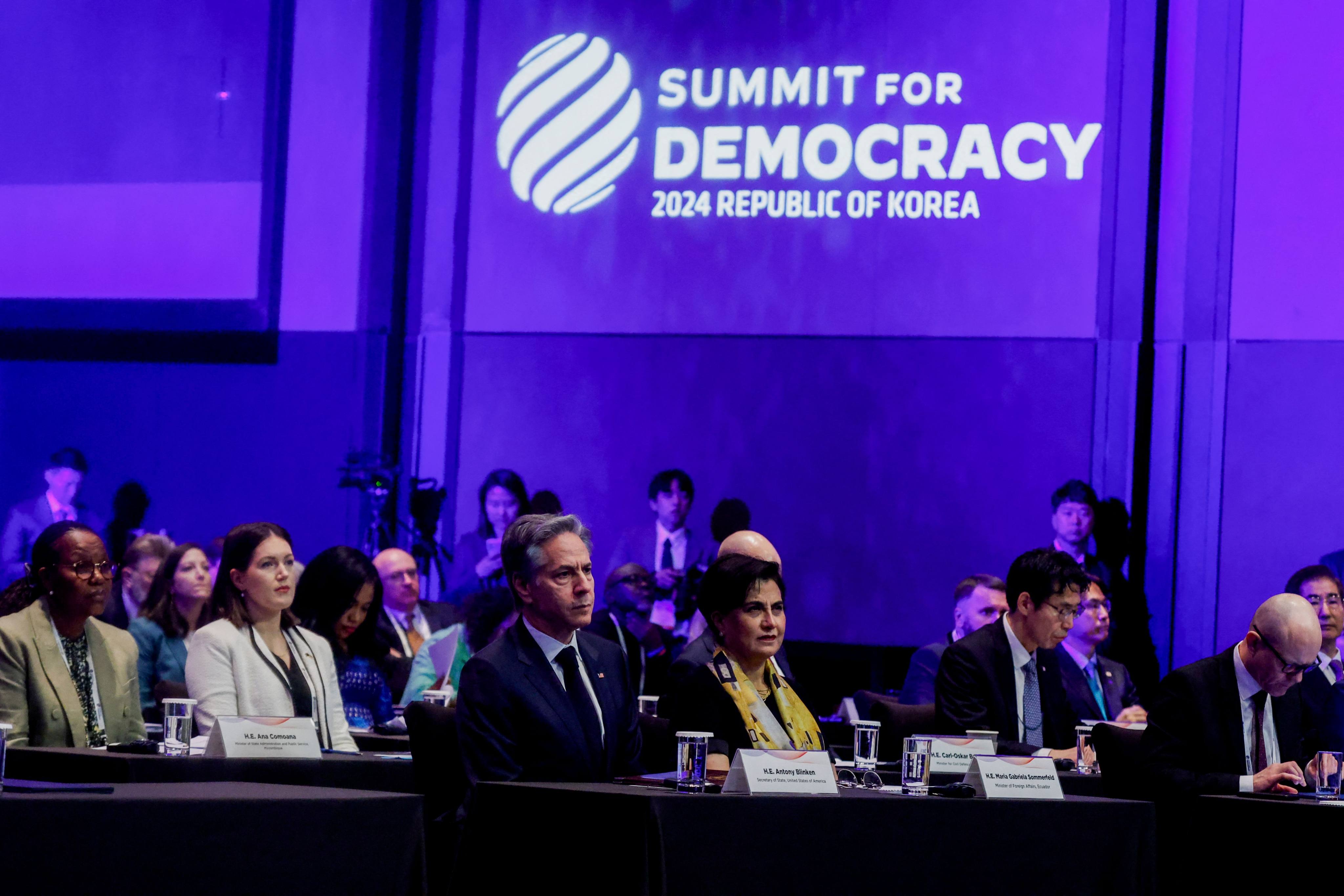 US Secretary of State Antony Blinken (centre left) attends the Third Summit for Democracy in Seoul on March 18. Photo: AFP