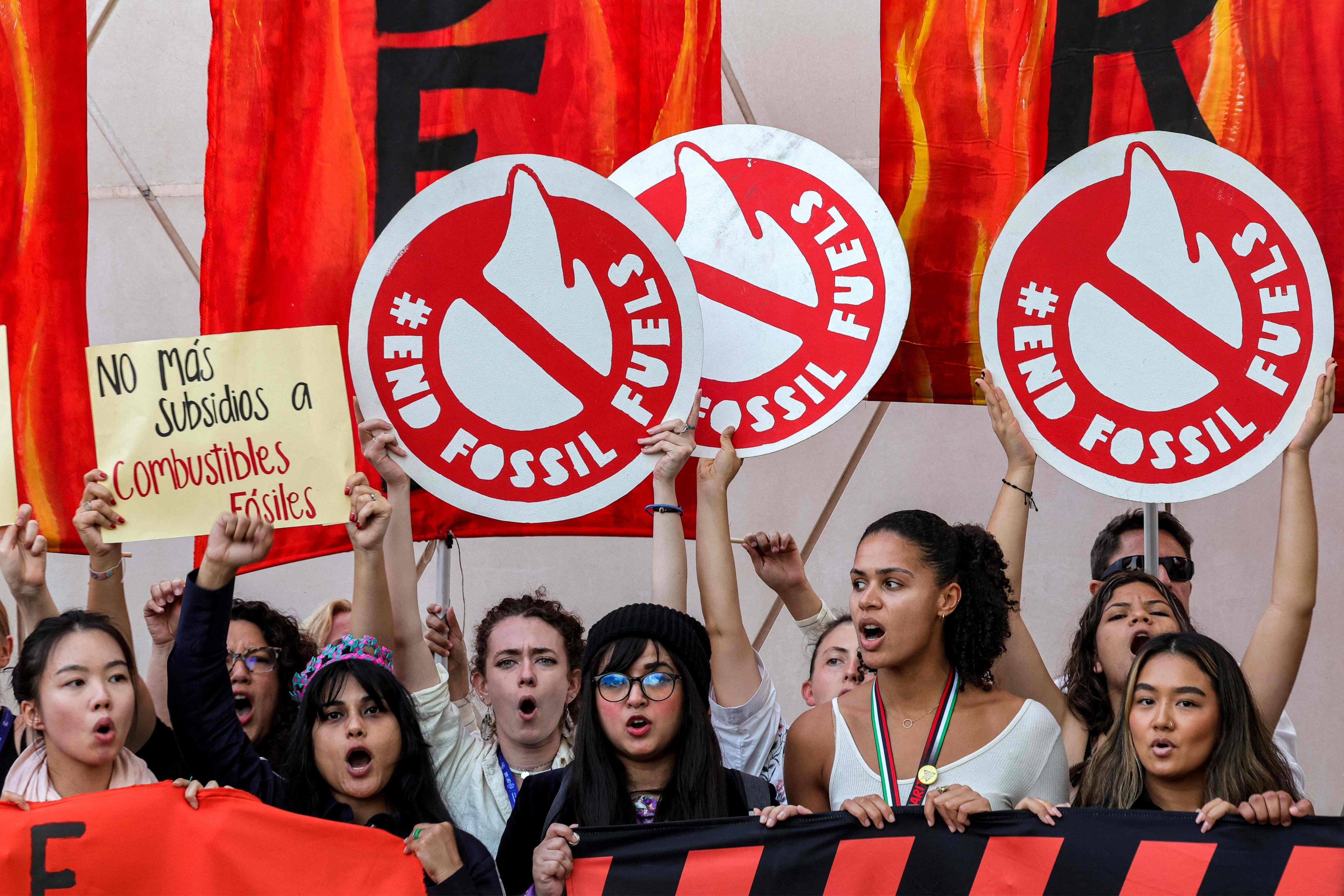 Climate protesters at the Cop28 UN climate conference in Dubai on December 12. The Climate Reality Barometer survey, spanning 39 economies, reveals that Generation Z are more preoccupied with inflation than climate issues. Photo: AFP