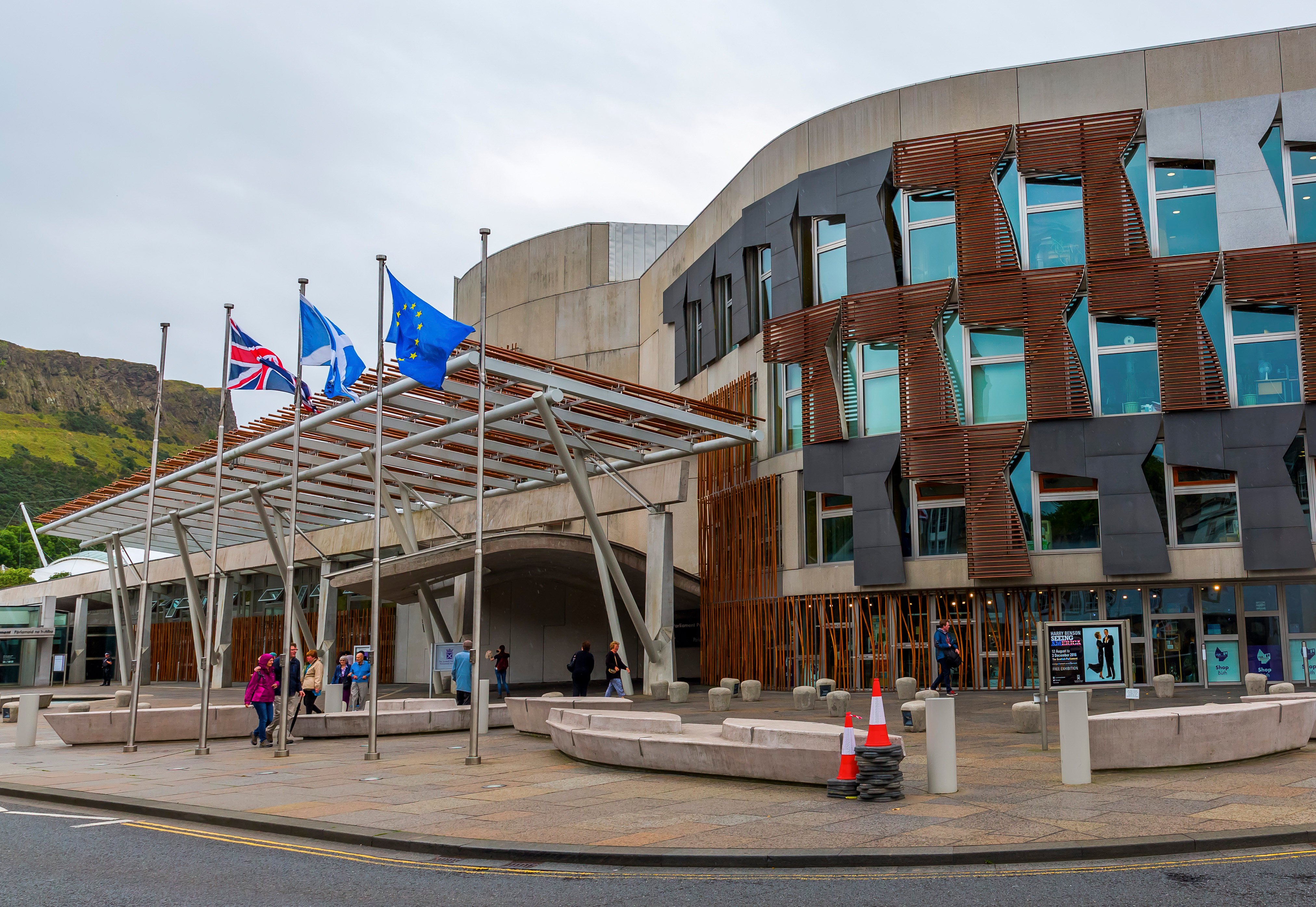 Building of Scottish parliament. Members of the Scottish Parliament passed the Hate Crime and Public Order (Scotland) Act in 2021, consolidating existing hate crime legislation and creating a new offence of stirring up hatred against protected characteristics. Photos: Shutterstock