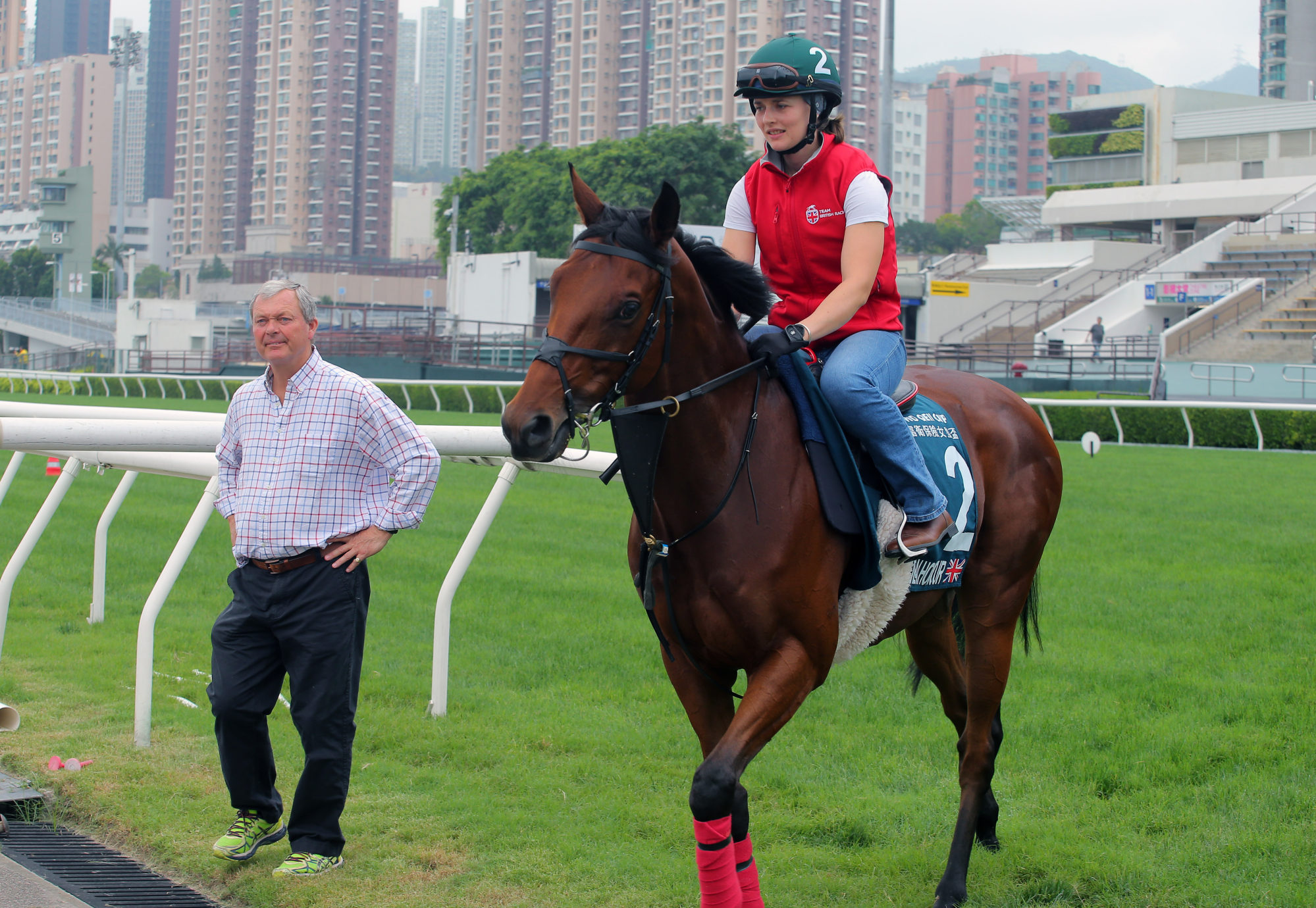 William Haggas looks on as Dubai Honour comes off the Sha Tin track in 2023.