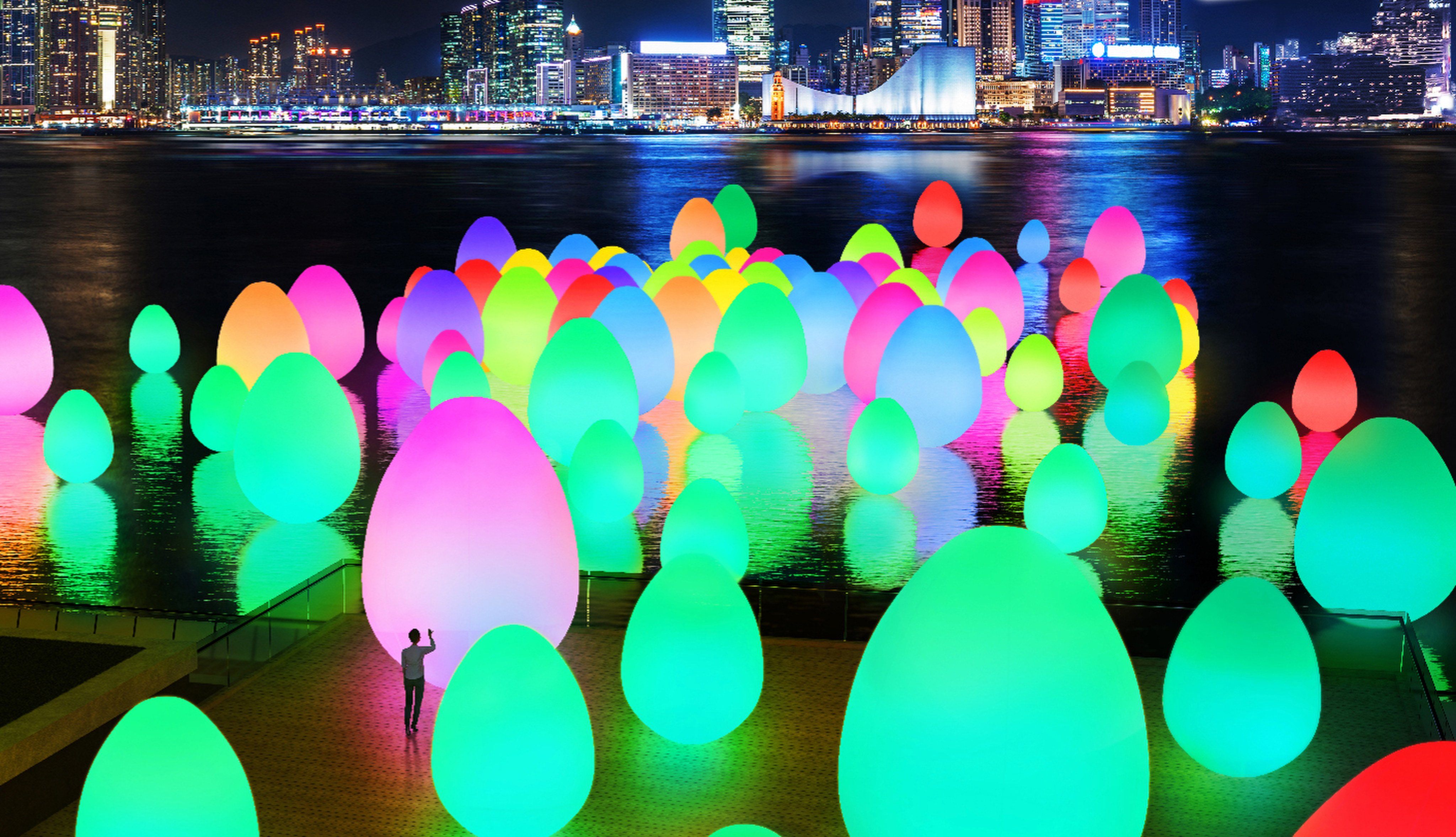 Among the art worth catching in Hong Kong this spring, TeamLab: Continuous, at Tamar Park in Admiralty, features some 200 light-emitting ovoids that stand up to five metres tall, both on land and water. Photo: Handout