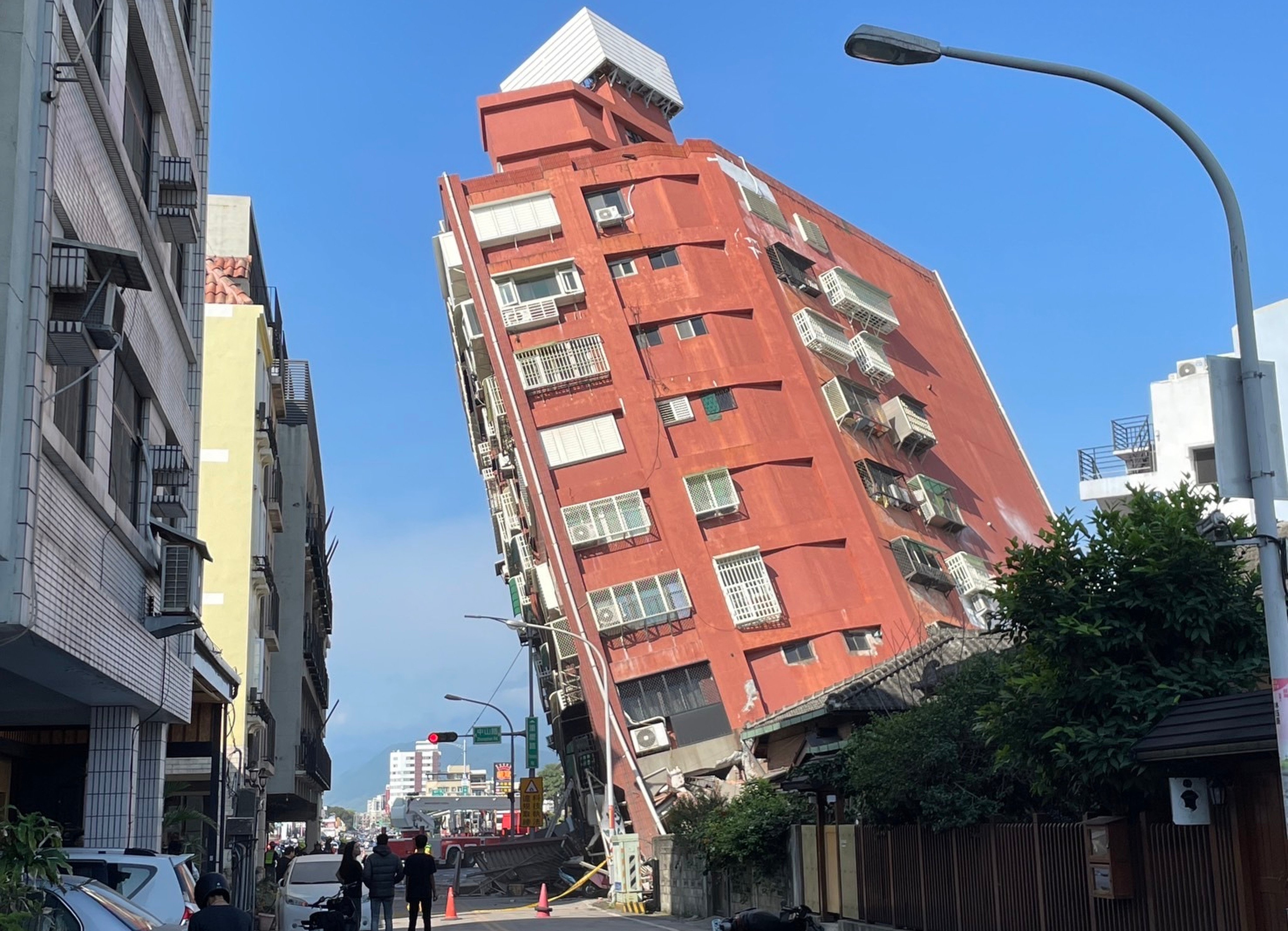 Buildings were shaken from their foundations in a magnitude 7.3 earthquake in Hualien City, Taiwan on Wednesday morning. Photo: CNA
