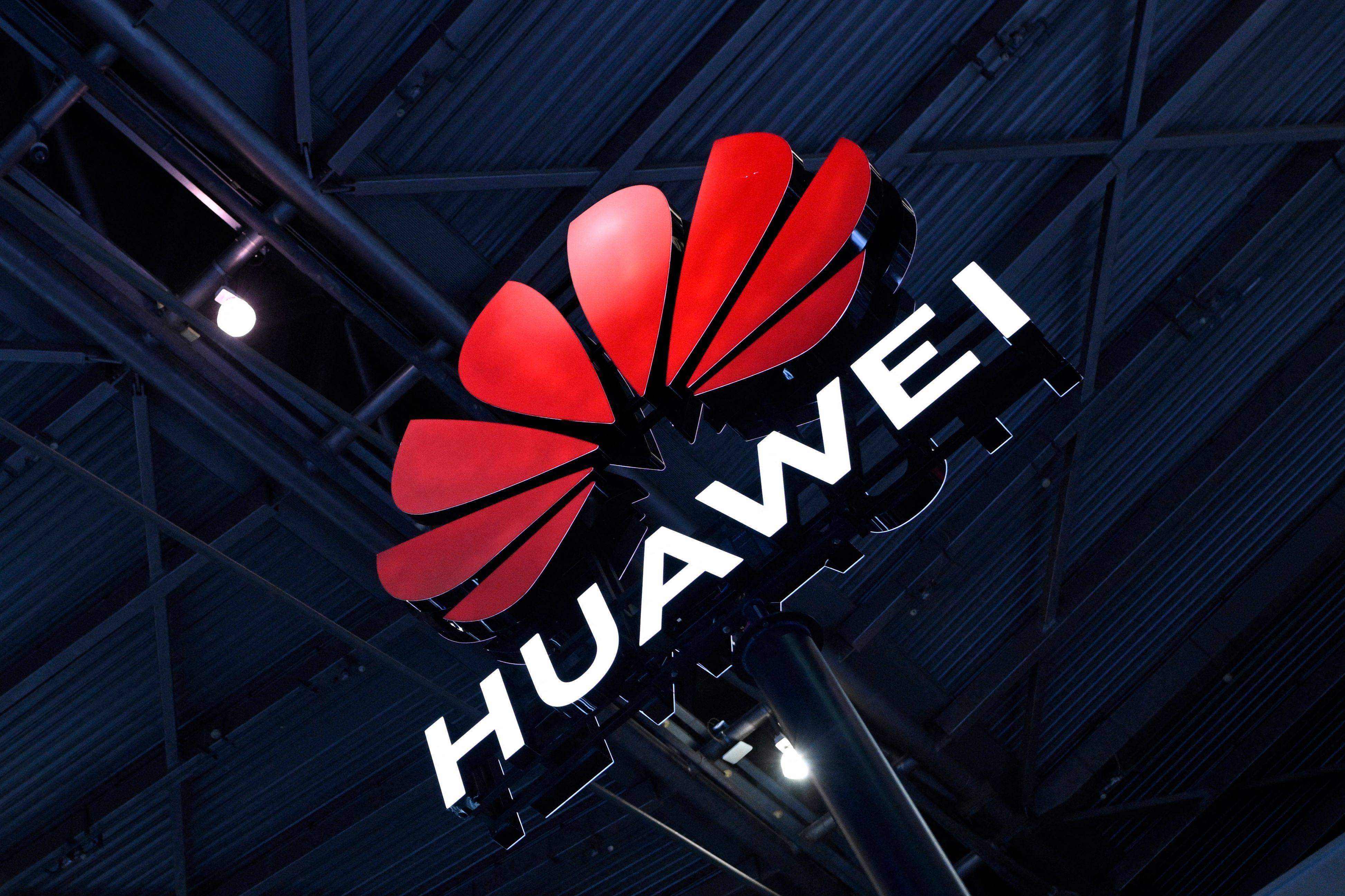 The Huawei logo is seen during the World Artificial Intelligence Conference (WAIC) in Shanghai, July 6, 2023. Photo: AFP