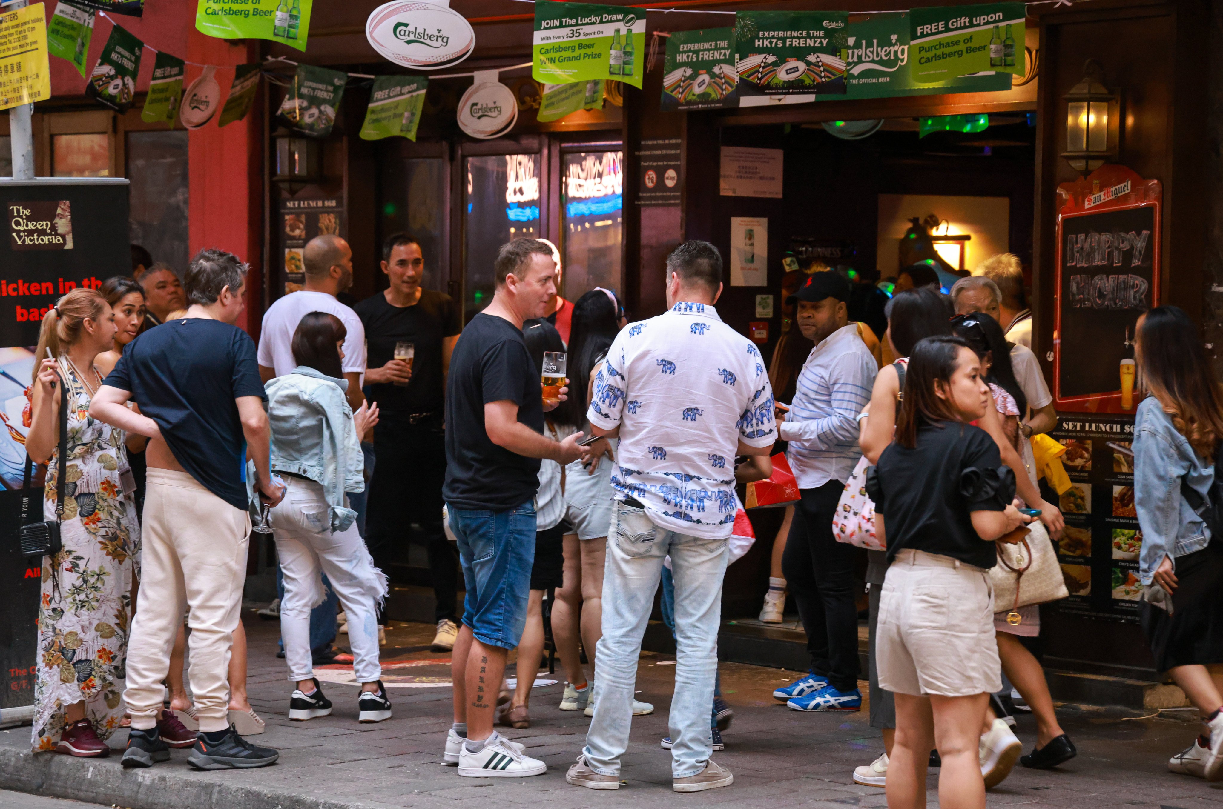 Wan Chai’s bars were busy on Thursday ahead of the weekend’s rugby Sevens action. Photo: May Tse