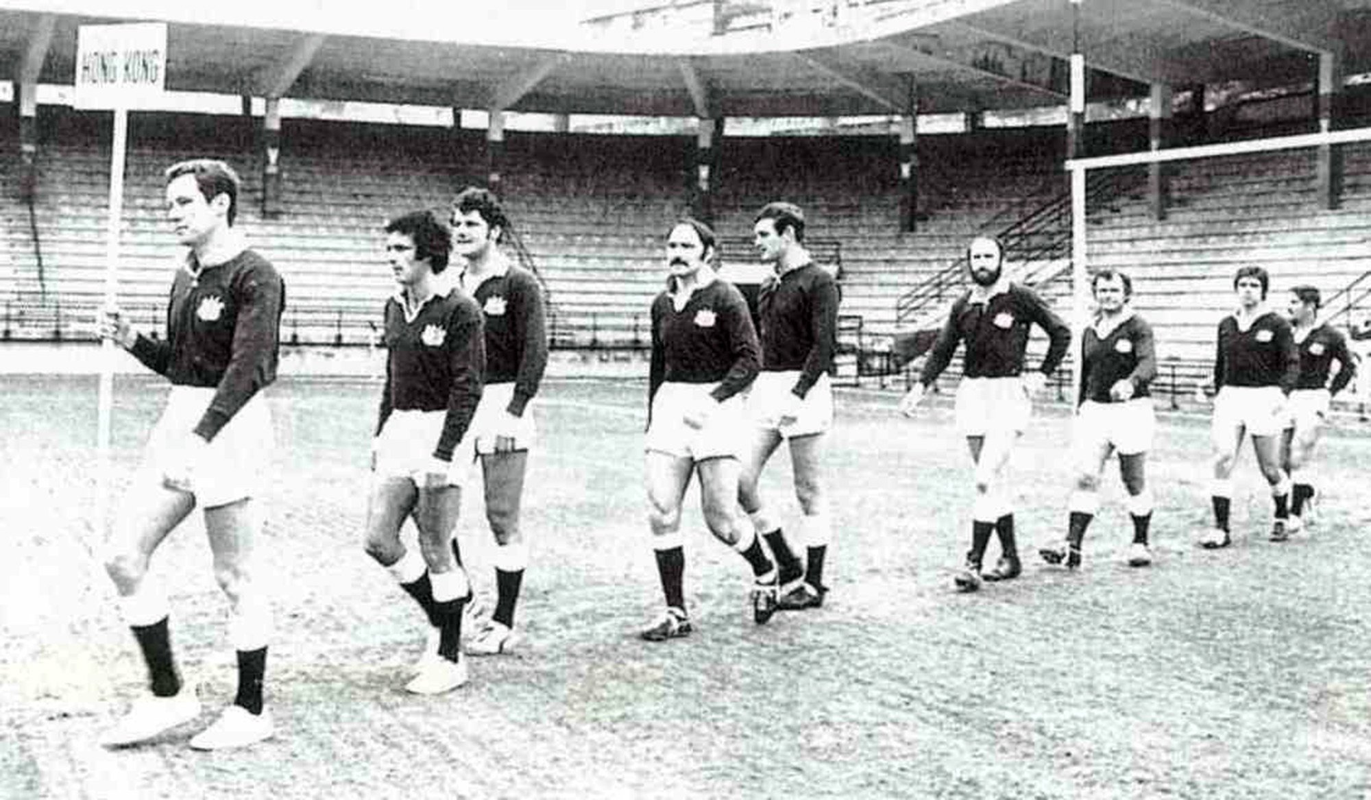 Hong Kong players are introduced at the first Sevens in 1976. Photo: HKRFU