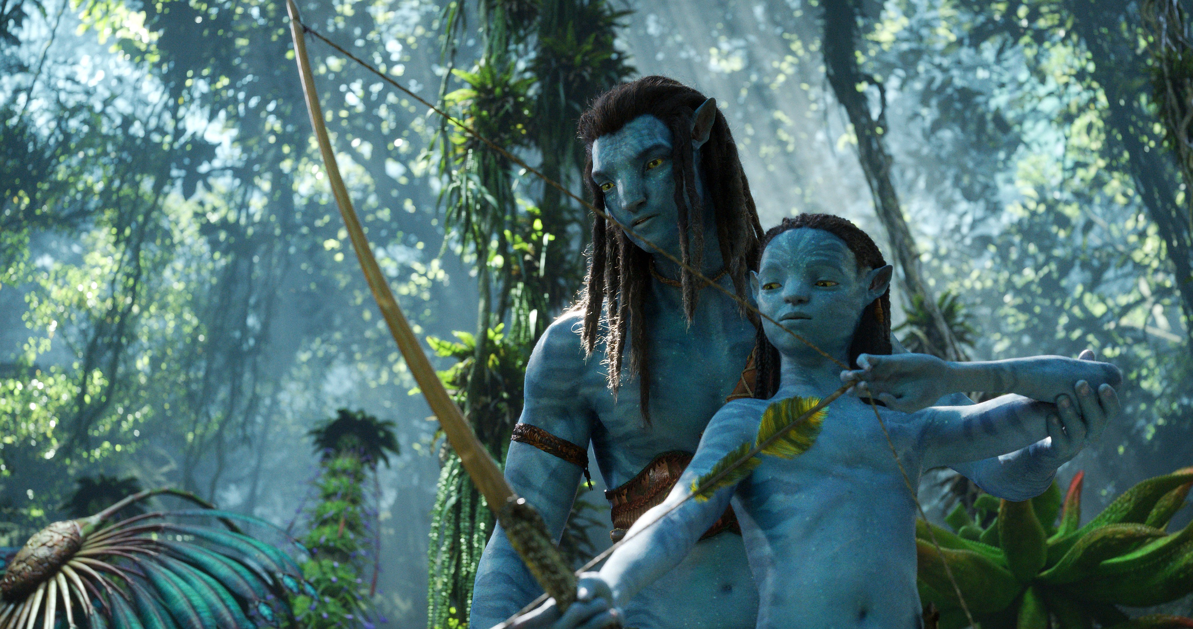 Jake Sully and Neteyam in Avatar: The Way of Water. Photo: courtesy of 20th Century Studios