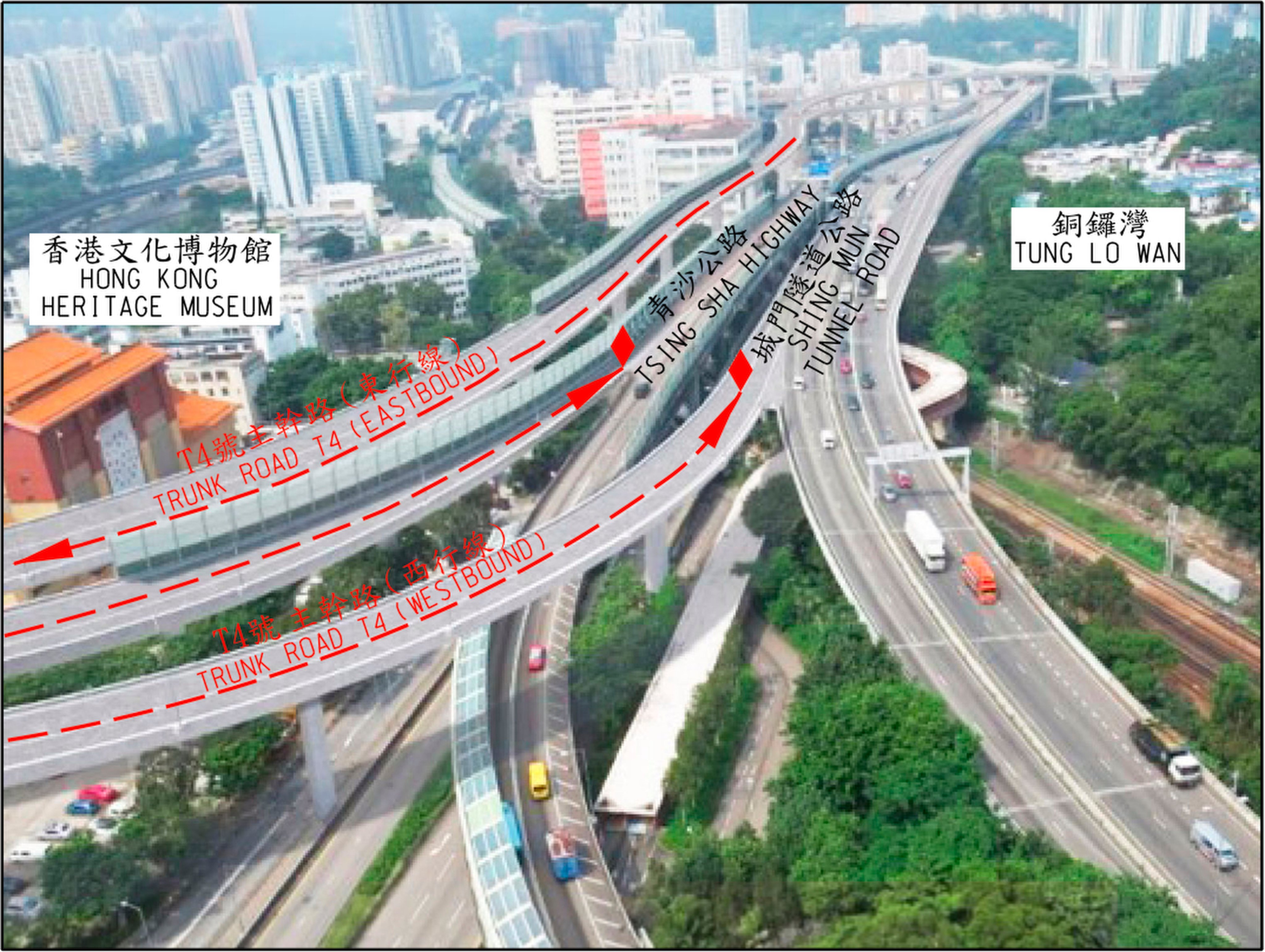 An illustration showing part of the trunk road project. Photo: Legco