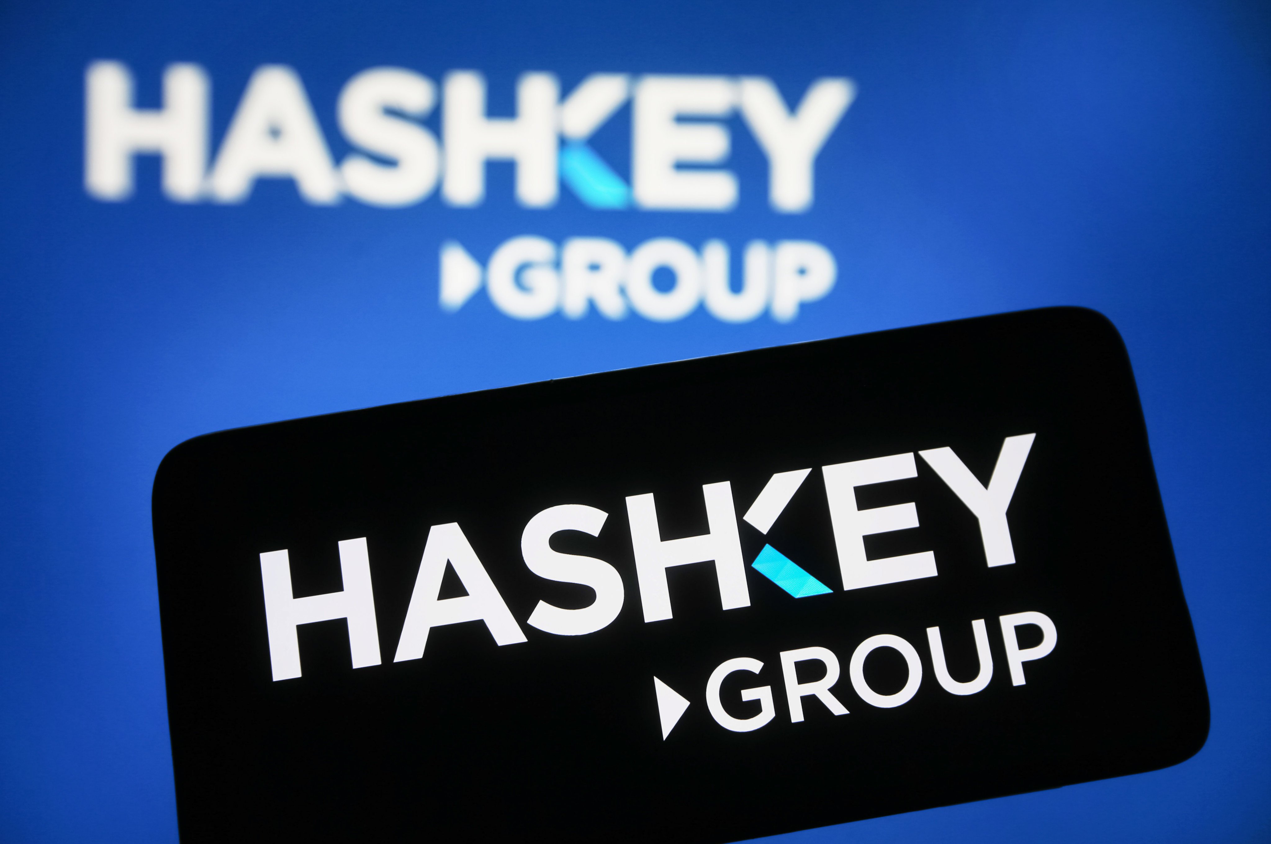 HashKey Group’s logo displayed on a smartphone screen. Photo: SOPA Images/LightRocket via Getty Images