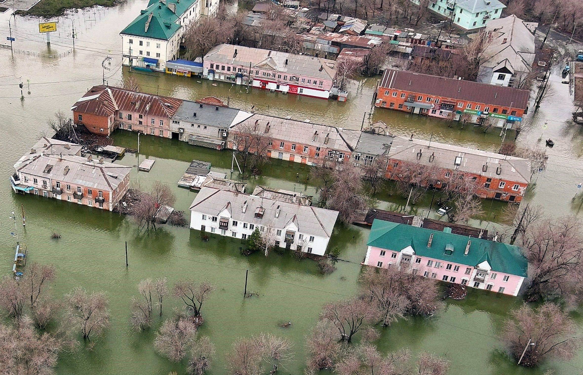 A flooded part of the city of Orsk, Russia’s Orenburg region. Photo: Kommersant via AFP