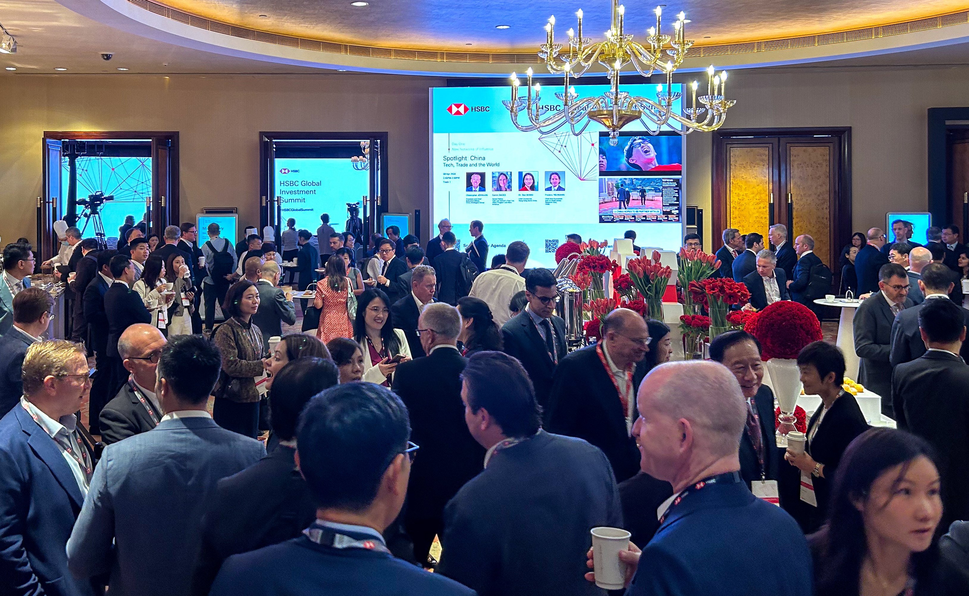 HSBC, the biggest commercial bank in Hong Kong, hosted some 3,500 attendees this week in the largest investment conference in the city. Photo: Mia Castagnone