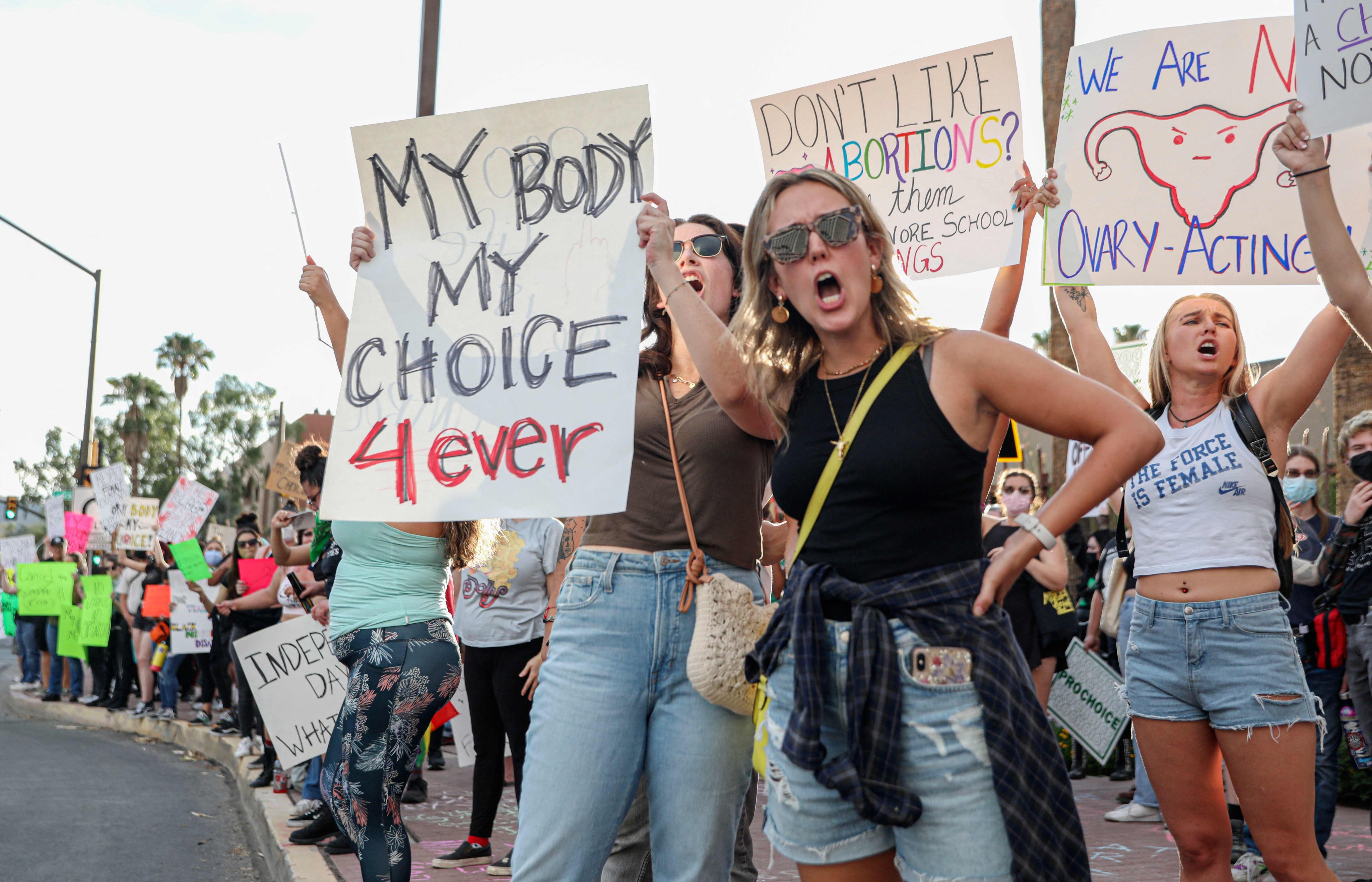 Abortion rights protesters in Tucson, Arizona, in  2022. File photo: AFP