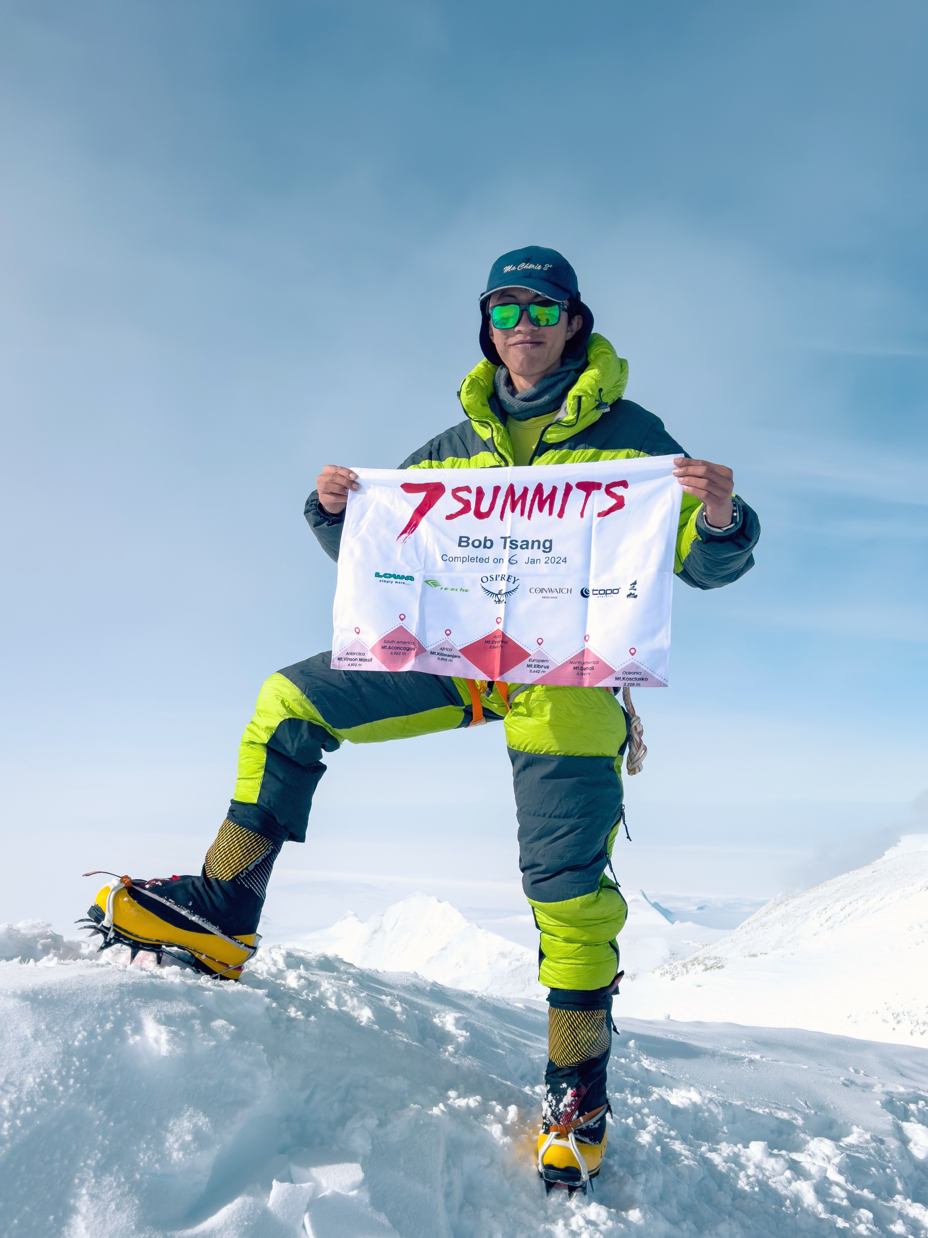 Bob Tsang summited Mount Vinson in Antarctica on January 6. Photo: Handout