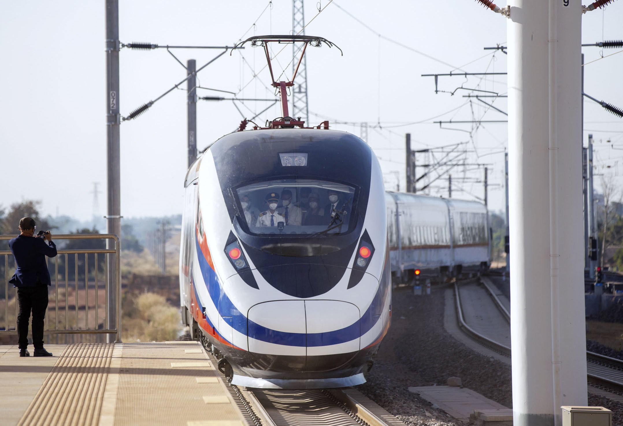 A train is see in Vientiane on the Chinese-built Laos-China railway, which opened in December 2021. Vietnam plans to  start work on two railways linking the Southeast Asian nation to its giant northern neighbour. Photo: Kyodo News via Getty Images