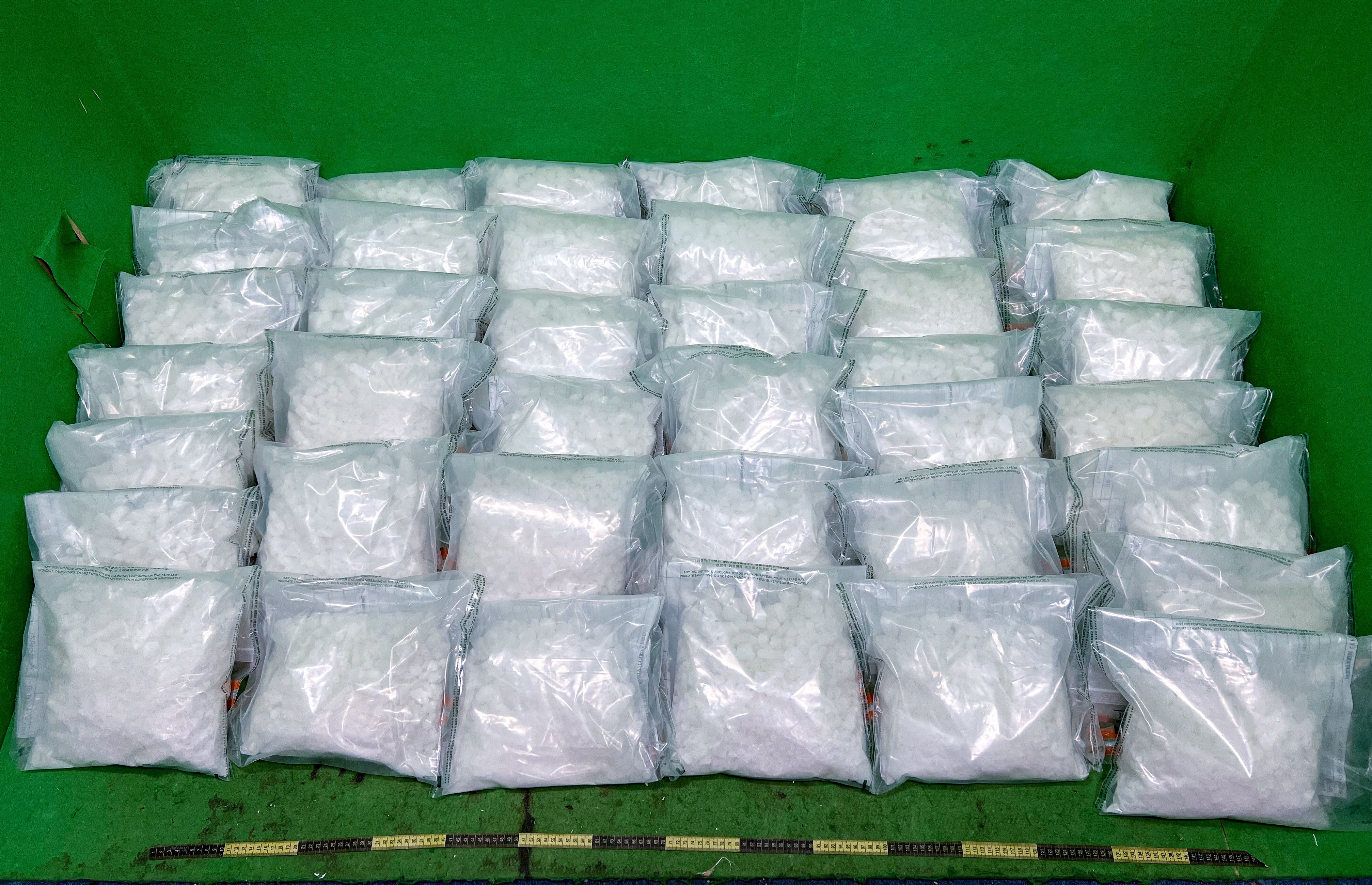 Authorities have seized about 129kg of ketamine from two air cargo shipments at Hong Kong International Airport. Photo: Handout