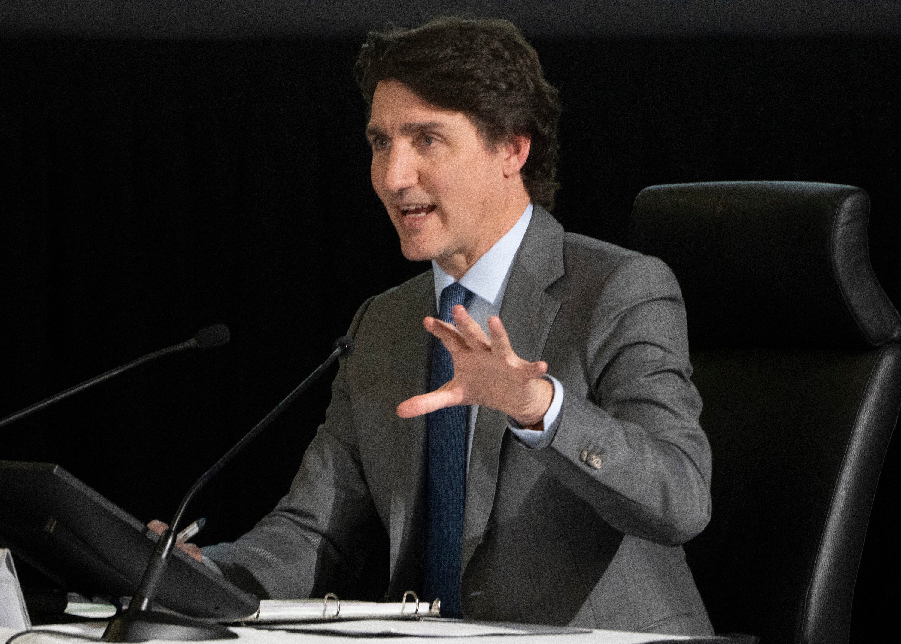Canada Prime Minister Justin Trudeau at the inquiry on Wednesday. Photo: Canadian Press via AP