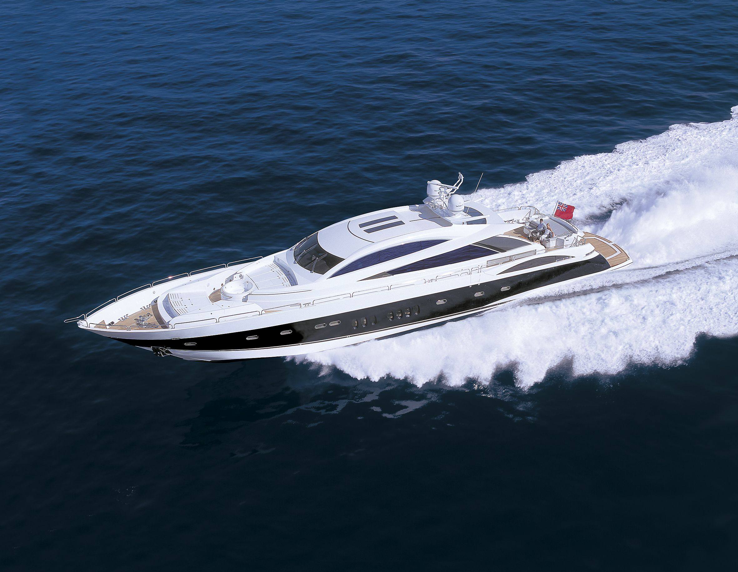 A Sunseeker Predator 108 yacht, featured in the James Bond film Casino Royale, capable of sailing at up to 50 miles per hour. Photo: Handout 