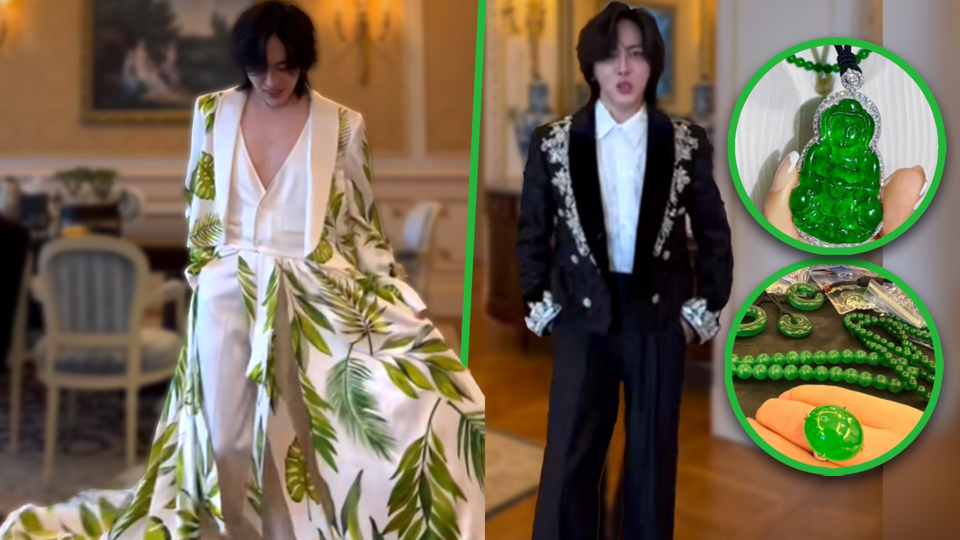 An online influencer in China who owns seven properties worth US$110 million and only goes out wearing clothing and jewellery worth more than US$1.4 million, has stunned social media with the sheer extent of his wealth. Photo: SCMP composite/Douyin/Bilibili