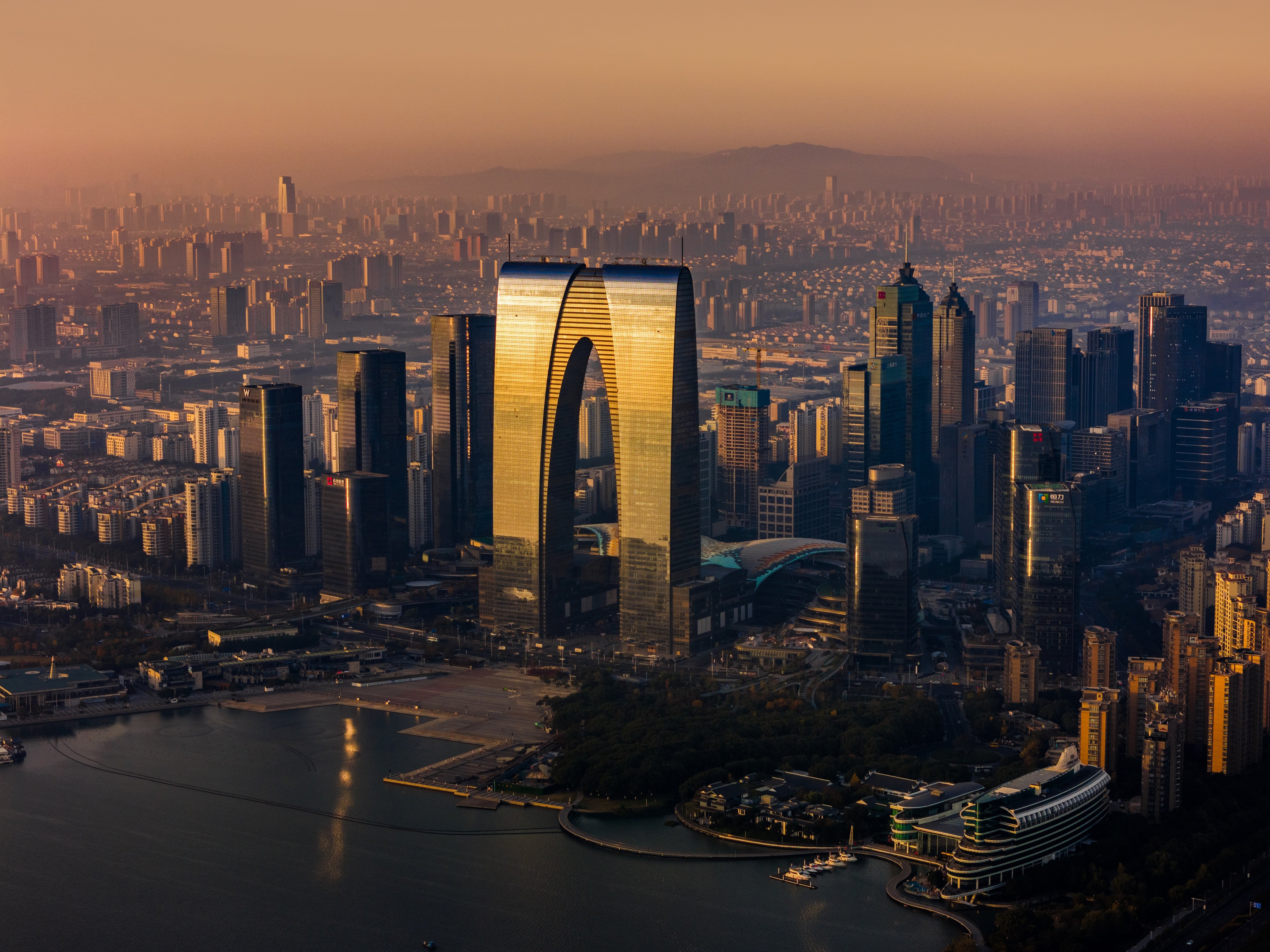 The sunrise over Suzhou Industrial Park. Photo: Getty Images