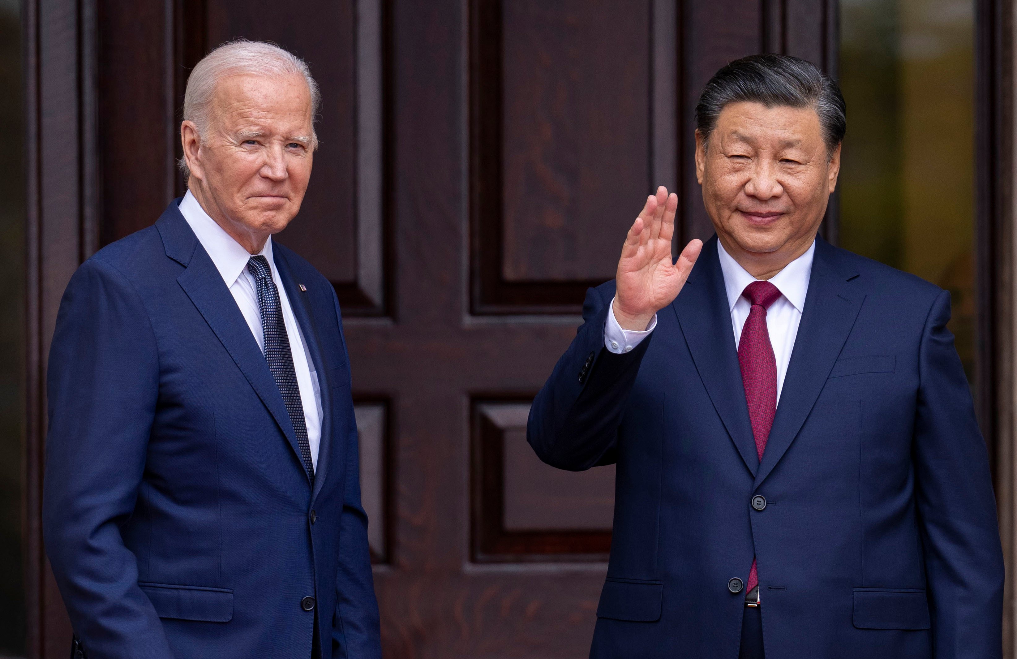 US President Joe Biden (left) greeting Chinese President President Xi Jinping in Woodside, California, in November. Photo: The New York Times via AP