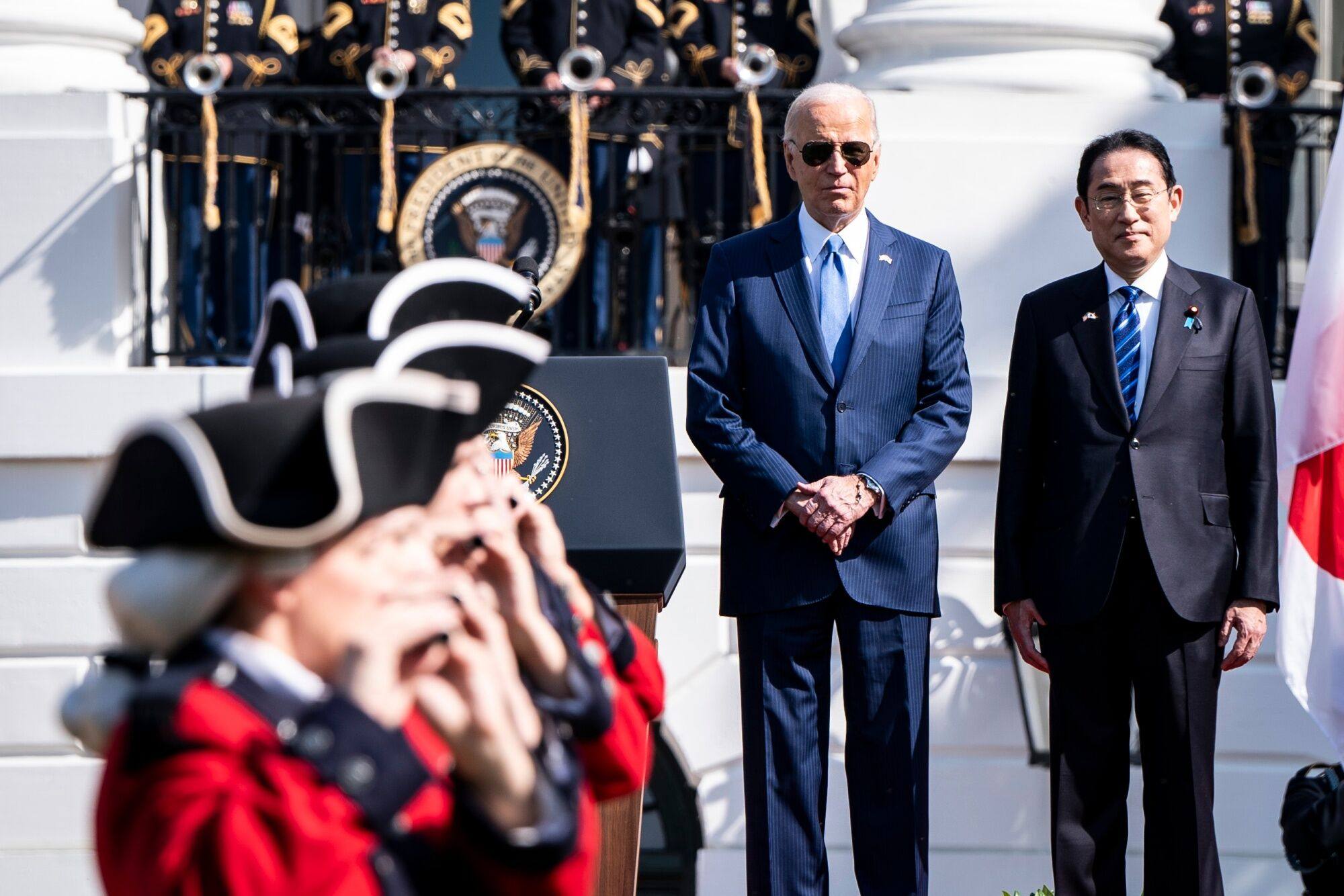Joe Biden welcomes Japanese Prime Minister Fumio Kishida to Washington for their summit on Wednesday. Photo: Bloomberg