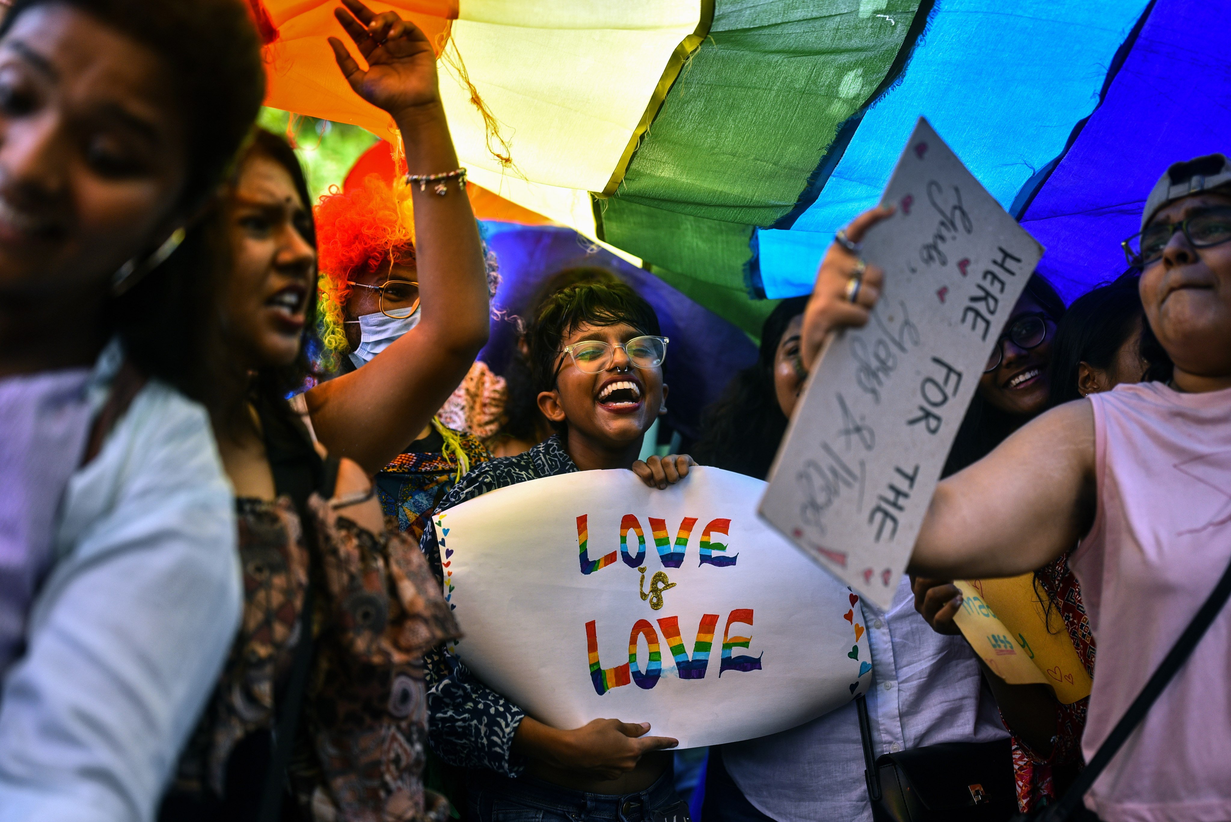 Supporters of the LGBTQ community and gender rights activists take part in the Chennai Rainbow Pride Parade in Chennai. Photo: EPA-EFE