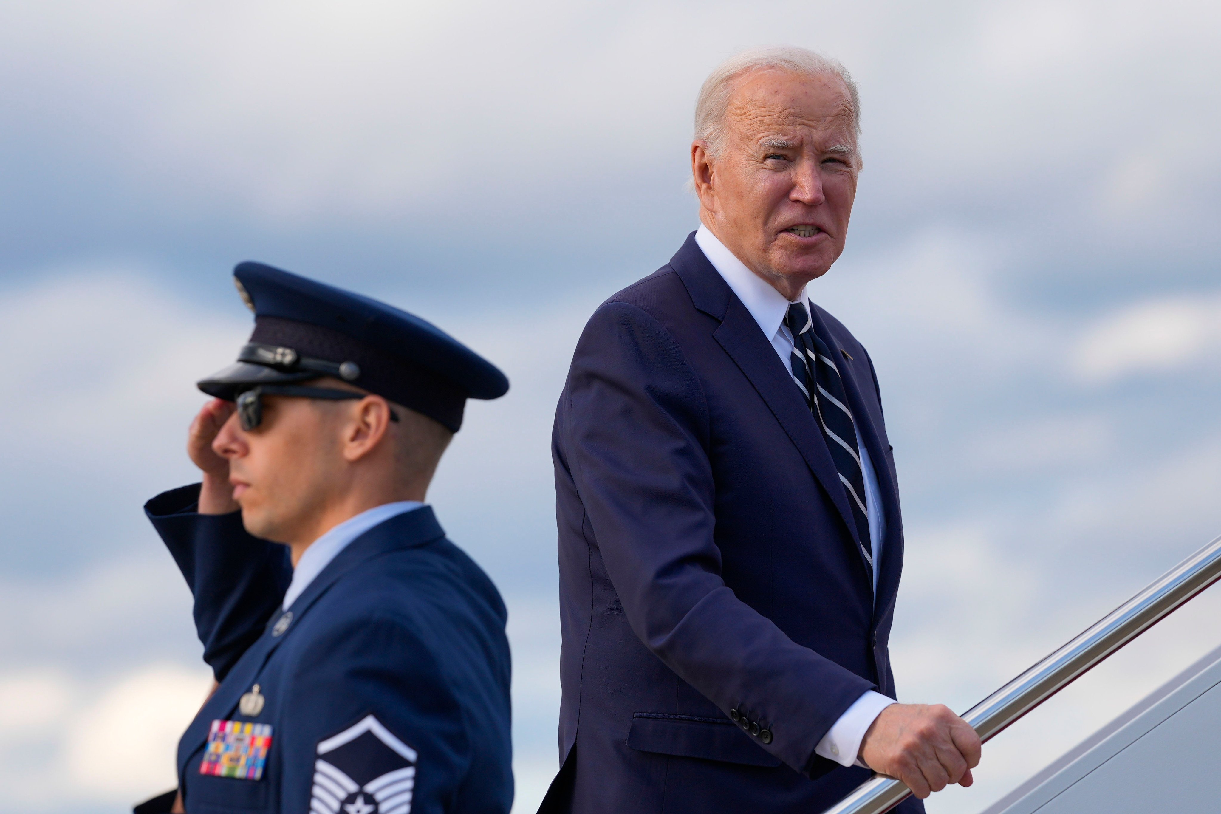 US President Joe Biden boards Air Force One at Andrews Air Force Base in Maryland on Friday. Photo: AP