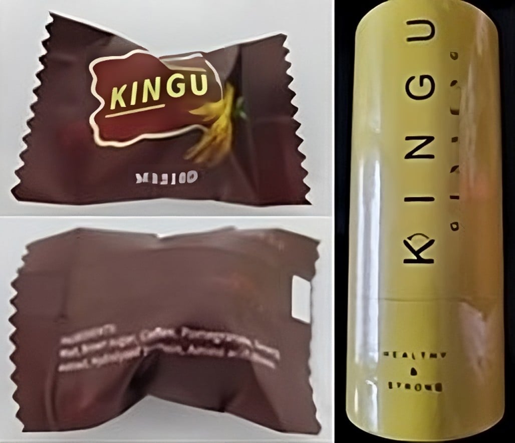 A composite image made from photos supplied by Singapore Food Agency shows the packaging for Kingu Ginseng Candy, which was found to contain erectile dysfunction drug tadalafil. Photos: Facebook/SGFoodAgency