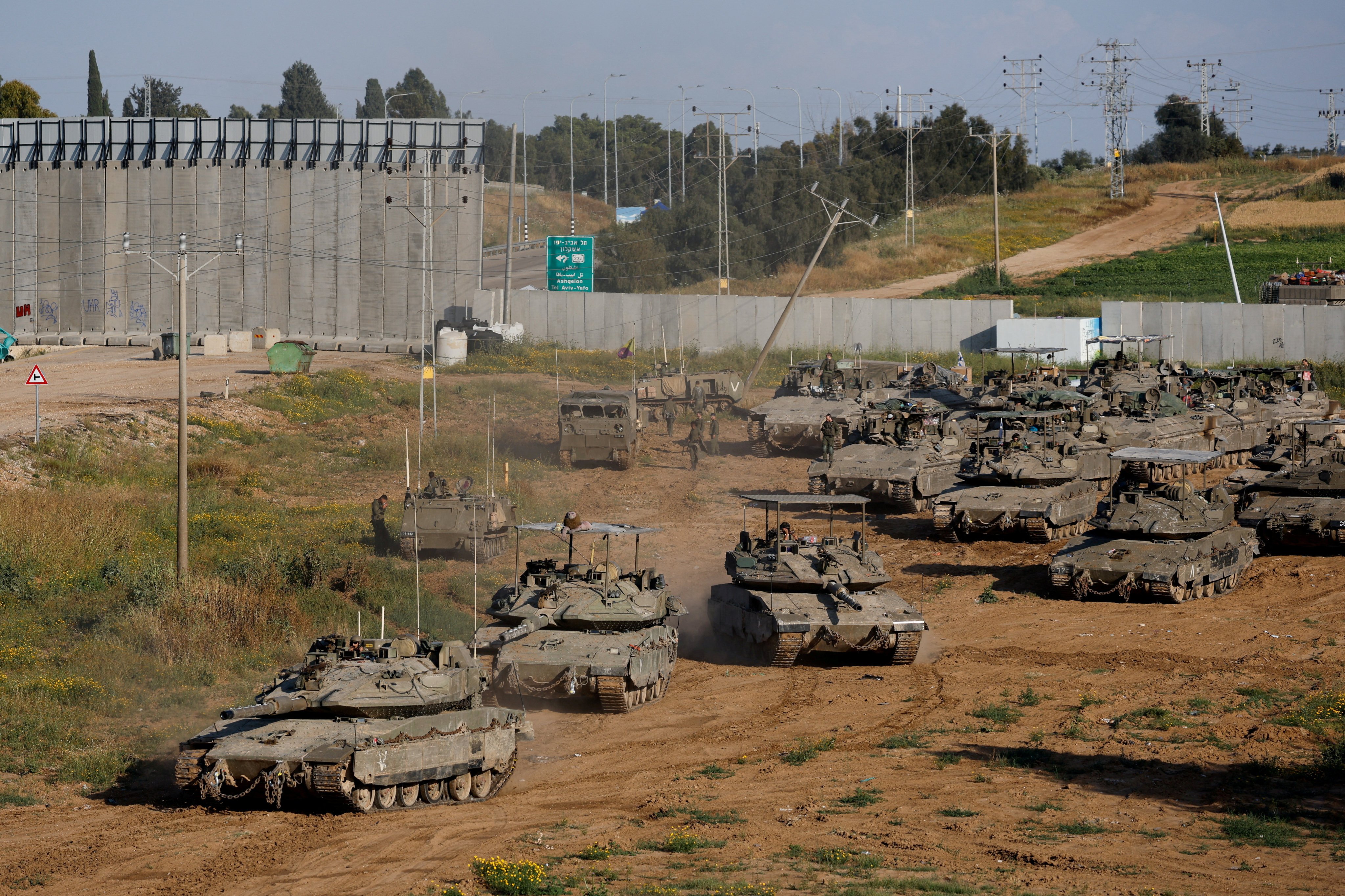 Israeli tanks near the Gaza border in Israel on April 10. Photo: Reuters
