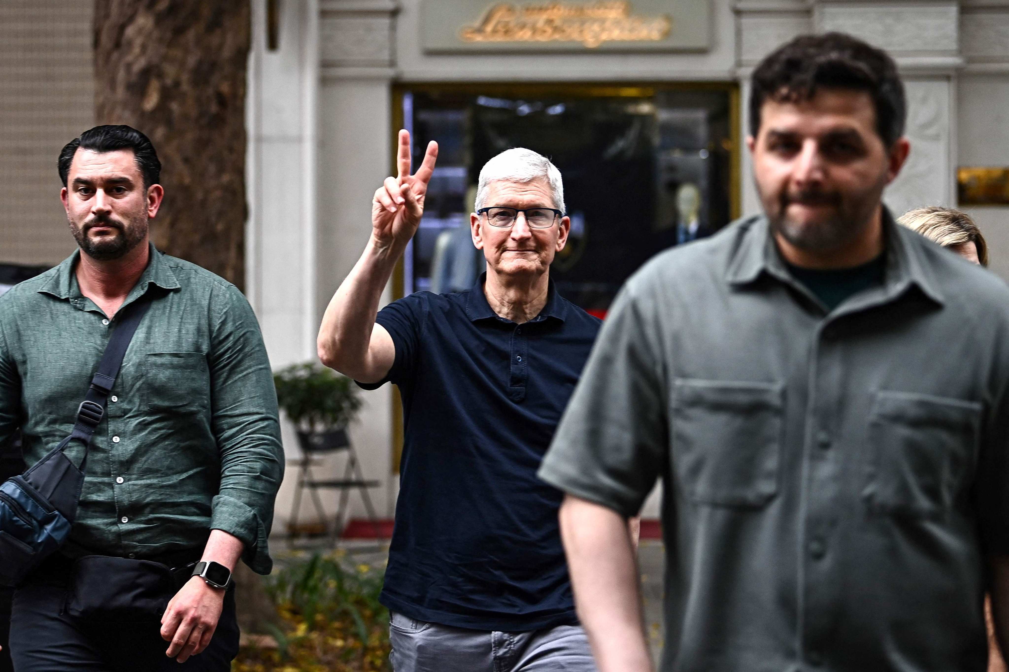 Apple CEO Tim Cook in downtown Hanoi during his visit to Vietnam on Monday. Photo: AFP