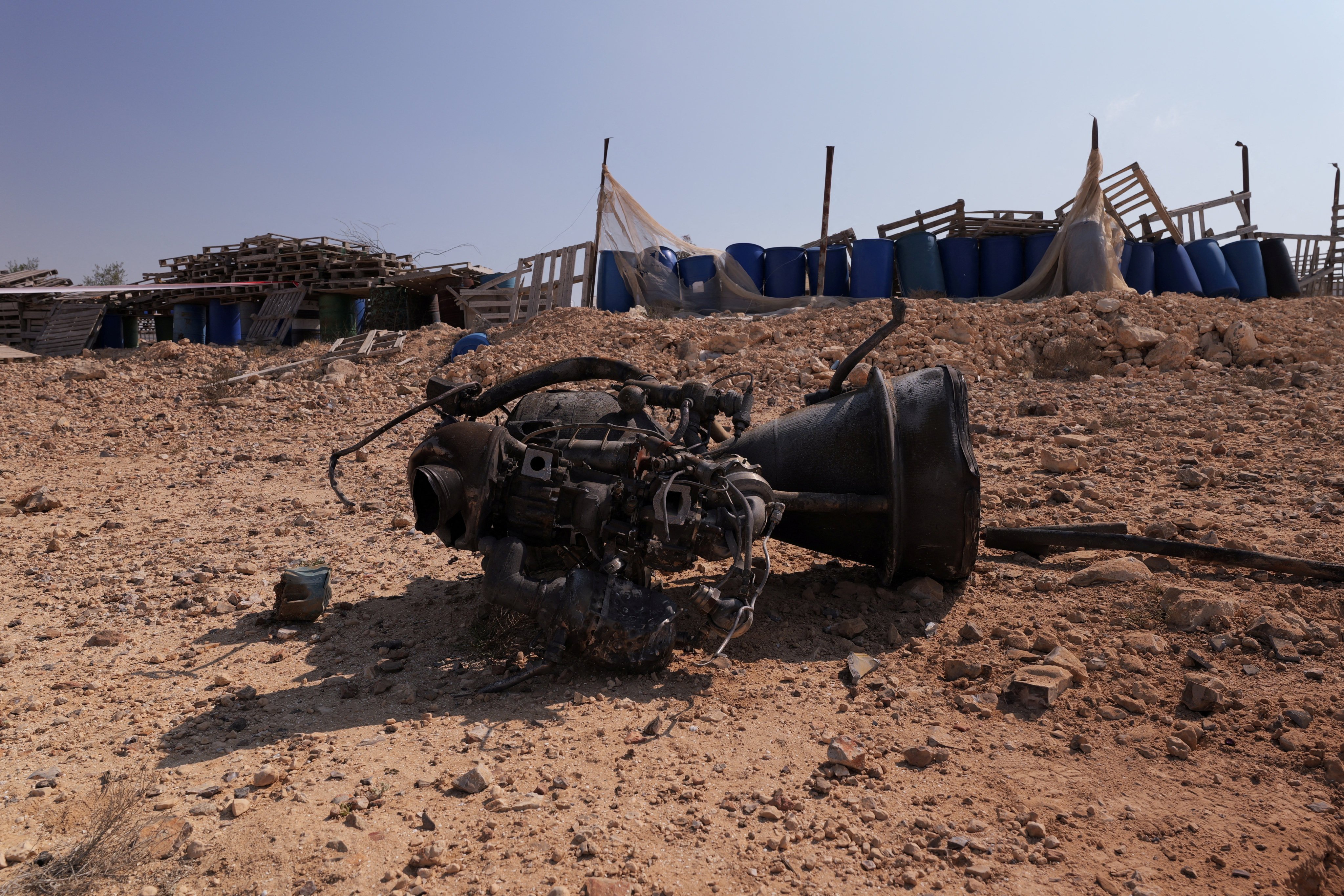 The remains of a rocket booster near Arad, Israel. Photo: Reuters