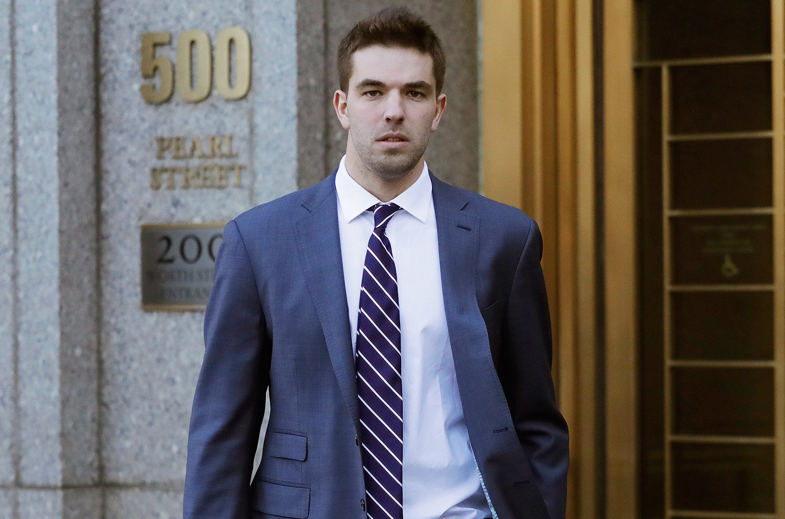 Billy McFarland, promoter of the failed Fyre Festival in the Bahamas, leaves court after pleading guilty to fraud charges, March 6, 2018, in New York. Photo: @DuffaBoiii/X