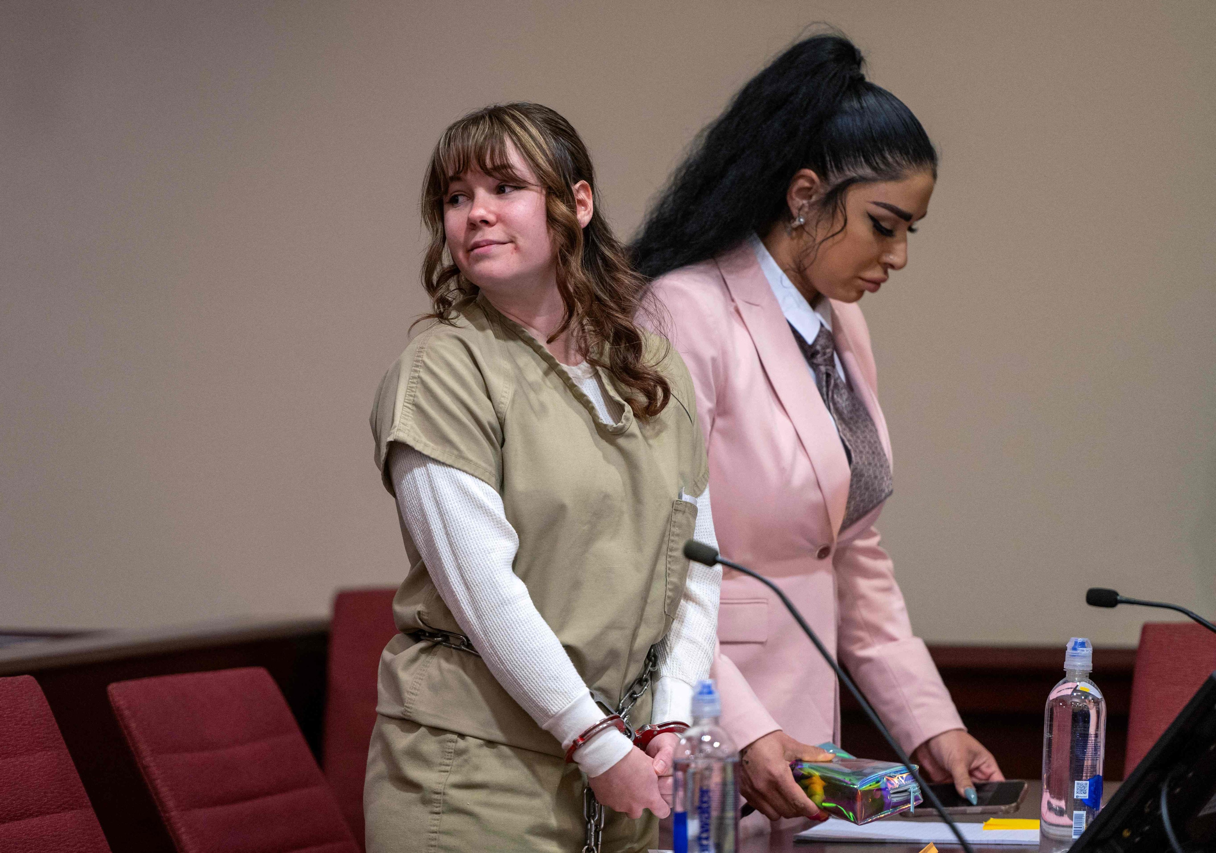 Hannah Gutierrez-Reed, left, at her sentencing hearing on Monday. Photo: AFP
