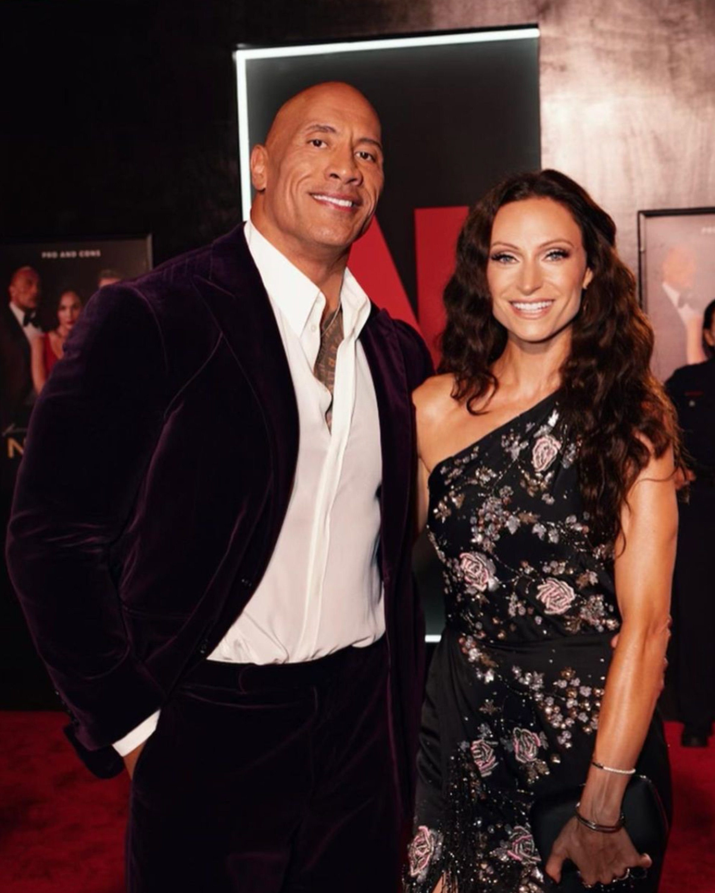 Dwayne “The Rock” Johnson and his wife Lauren Hashian at the actor’s Red Notice premiere in 2021. Photo: @laurenhashianofficial/Instagram 